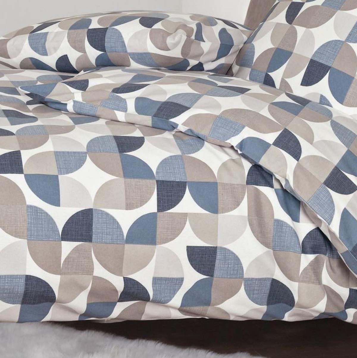 Janine Feinbiber Bettwäsche Davos 65121-02 Denim weiß blau 135x200