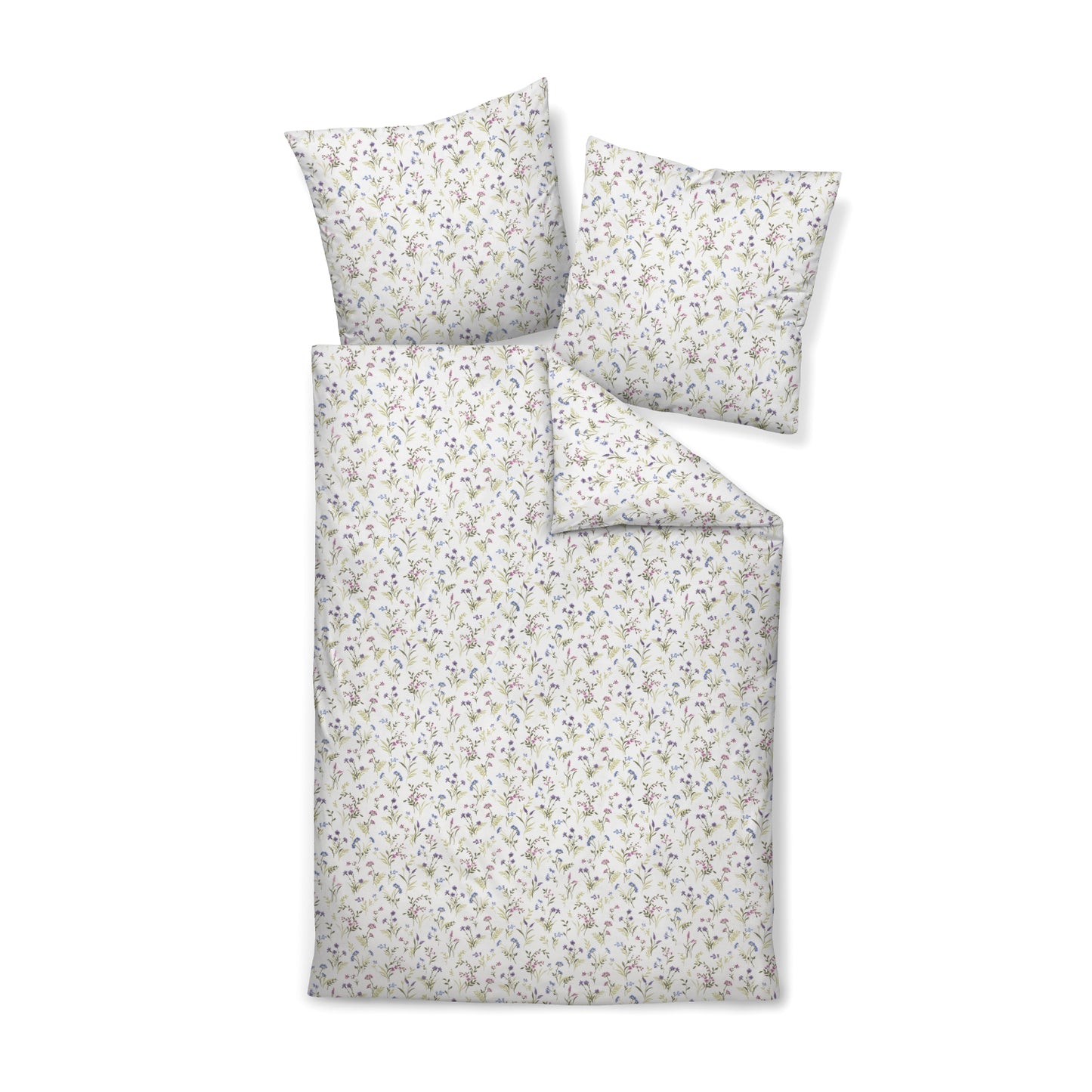 Janine Feinbiber Bettwäsche Davos 65173-05 Blumen Blau Lila 135x200