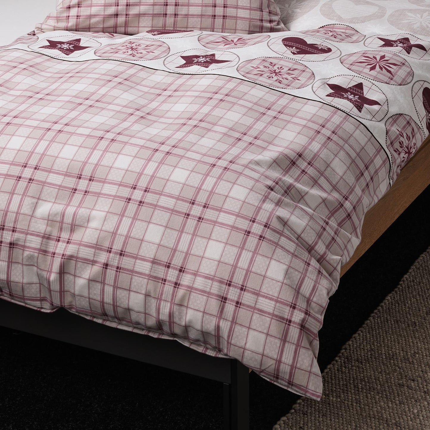 Janine Feinbiber Bettwäsche Davos 65179-01 Kariert Altrosa 135x200