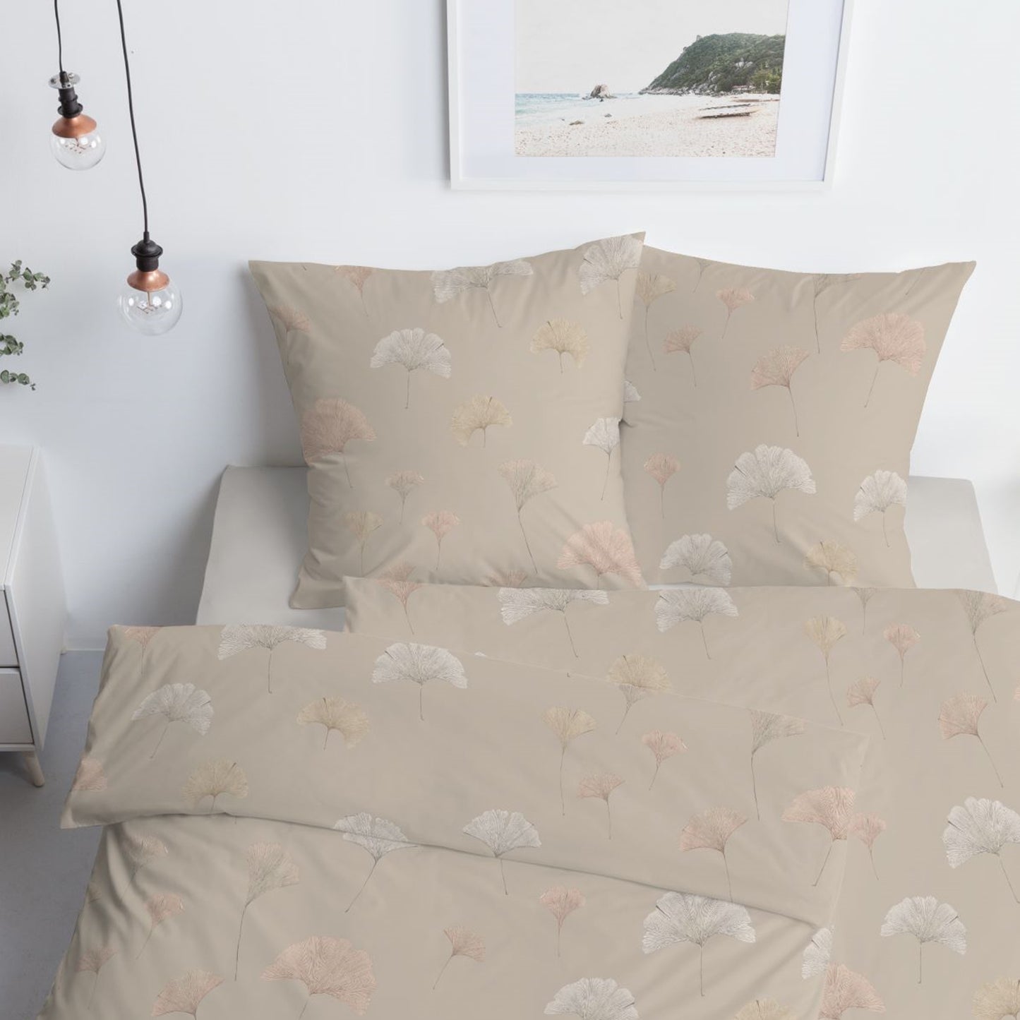 Estella Interlock Jersey Bettwäsche 6575-295 taupe Ginkgo 135x200