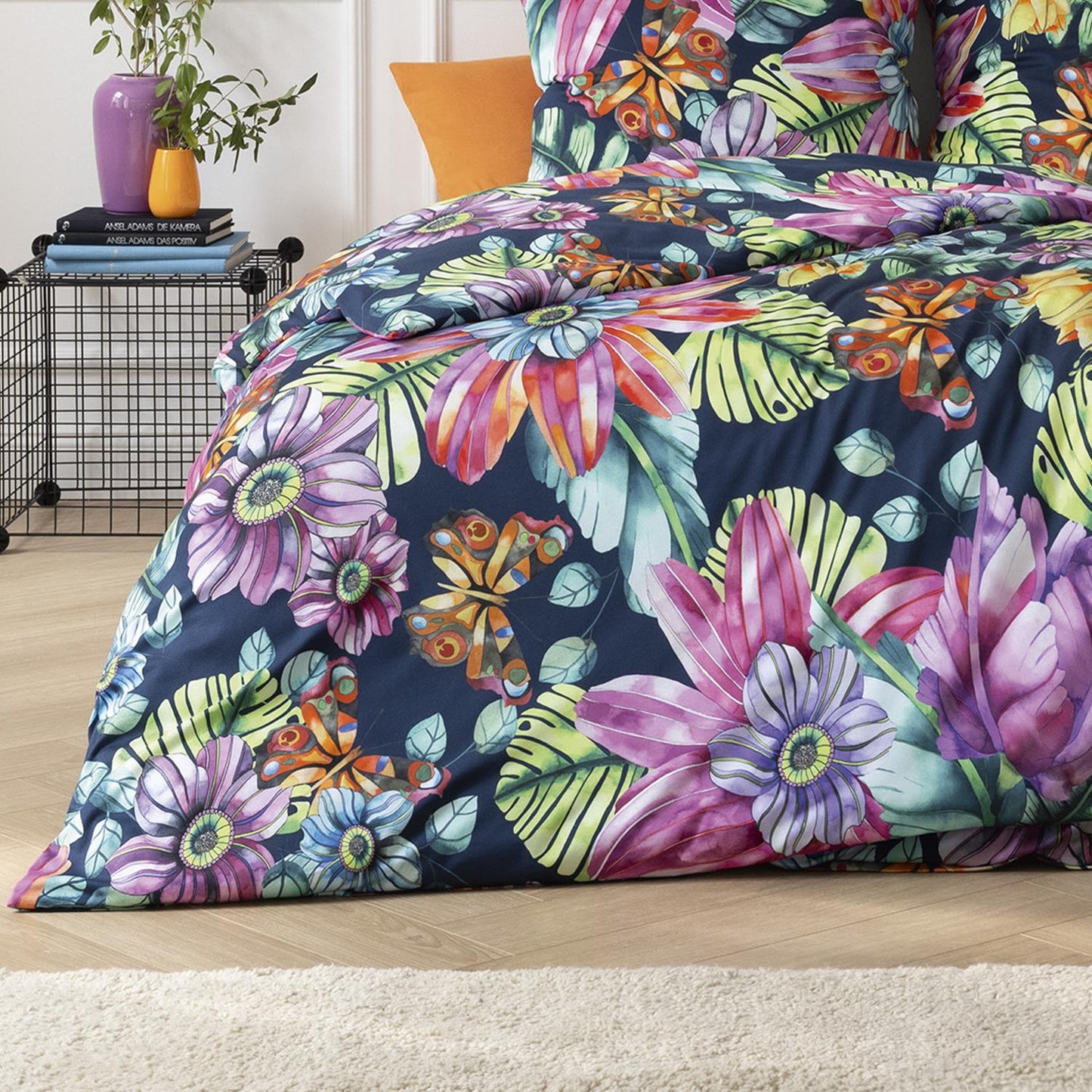 Detailaufnahme der hautsympathischer Interlock Jersey Bettwäsche Amarina – feinste Stoffstruktur und hochwertige Verarbeitung.