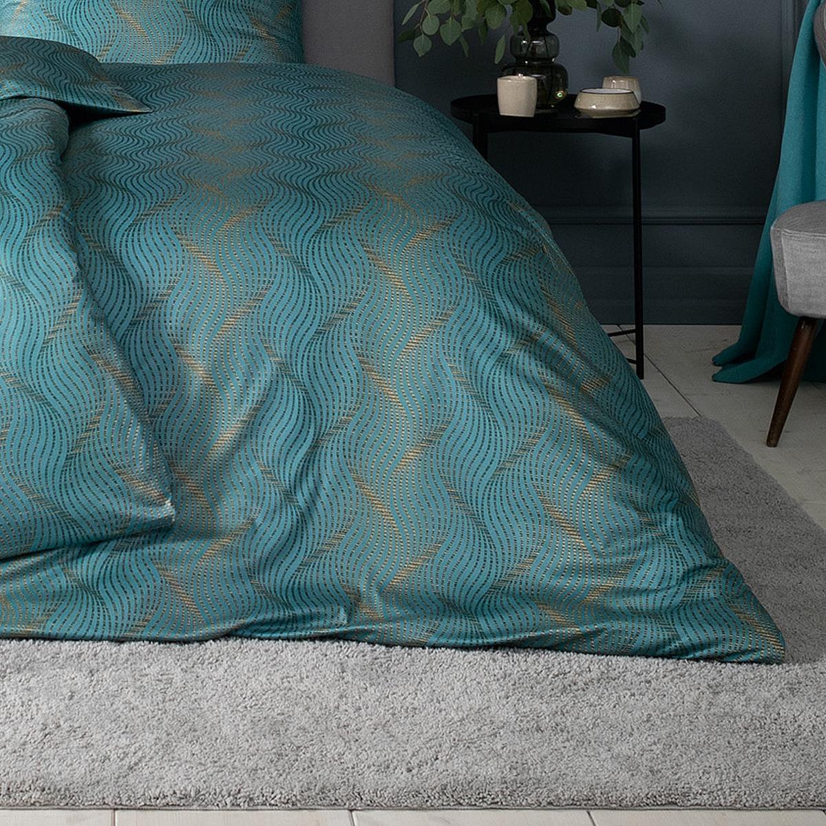 Estella Interlock Jersey Bettwäsche Ruben 6935-050 petrol 135x200