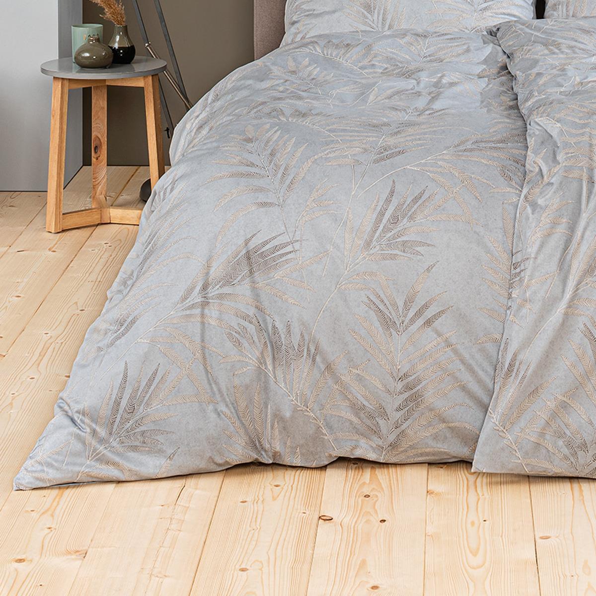 Estella Interlock Jersey Bettwäsche Keno 6941-230 Blätter Grau 135x200