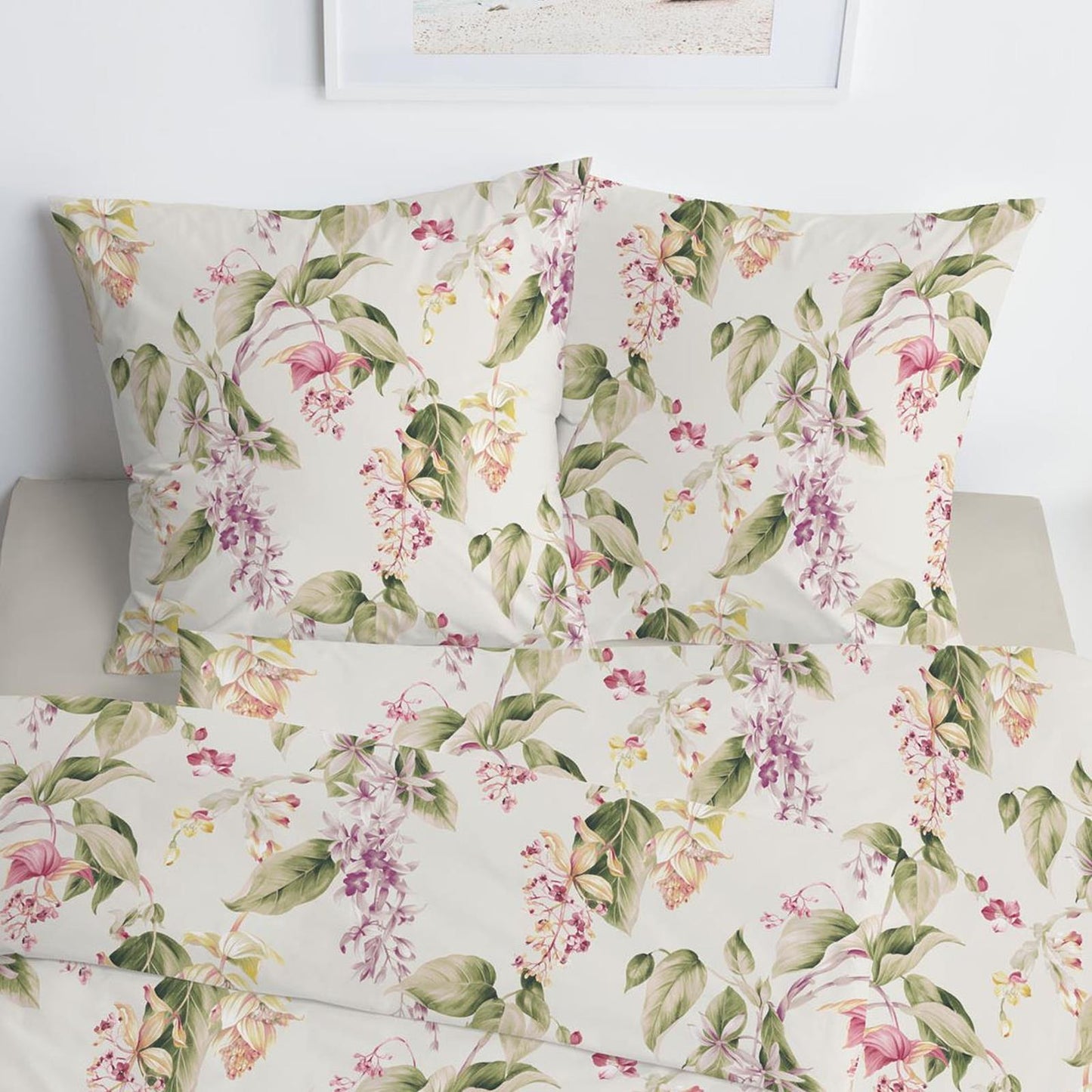 Estella Interlock Jersey Bettwäsche 6952-985 Blumen Blätter 155x220