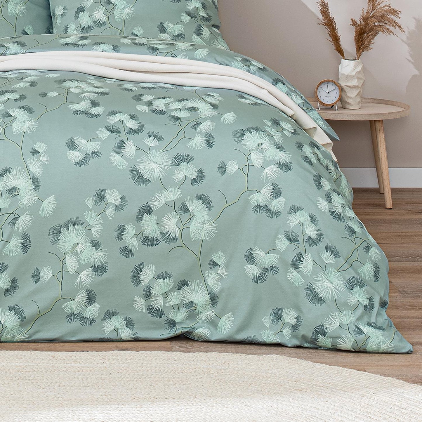 Detailaufnahme der hautsympathischer Interlock Jersey Bettwäsche Rumi – feinste Stoffstruktur und hochwertige Verarbeitung.