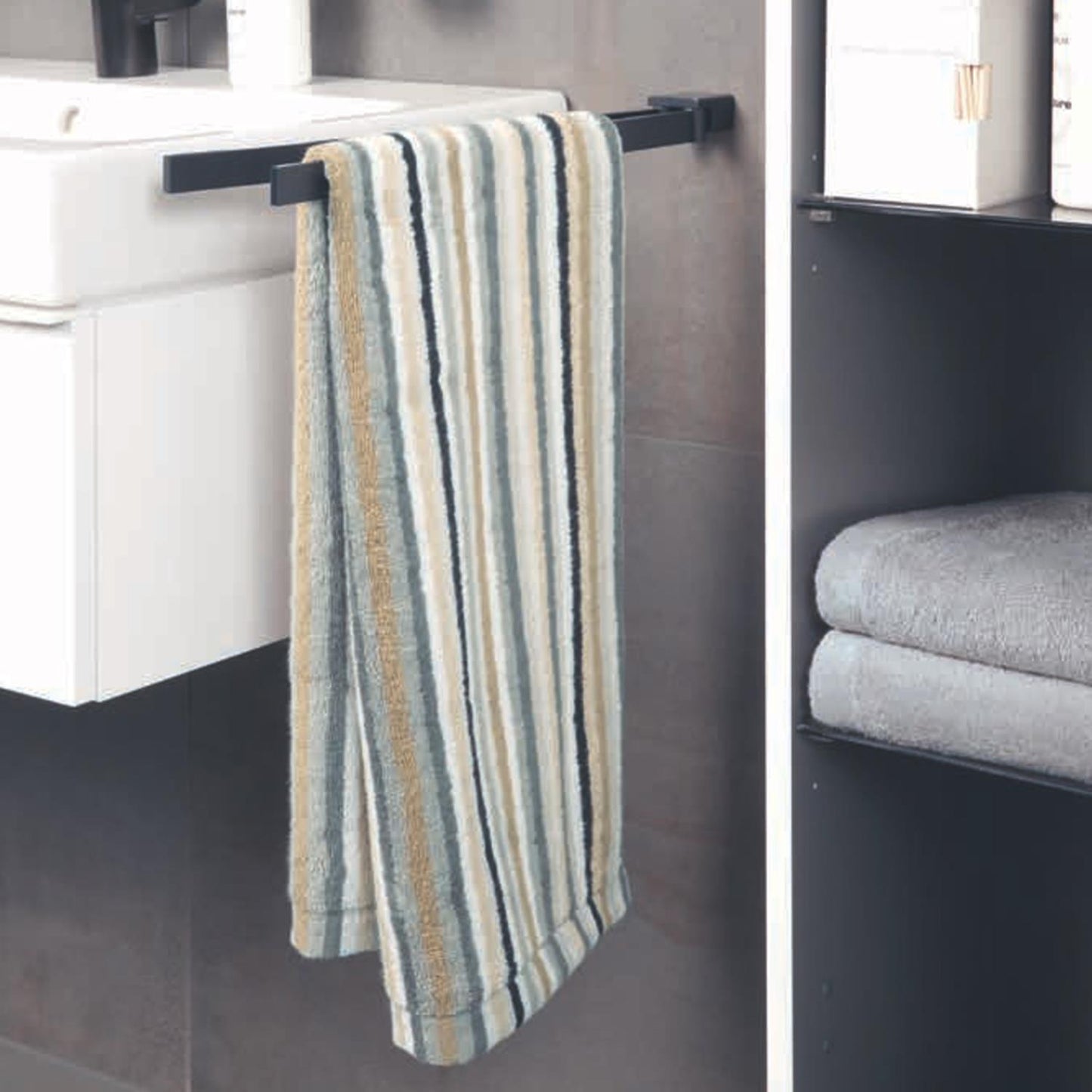 2 Stück Cawö Life Style Handtücher 7048-37 Streifen kiesel 50x100