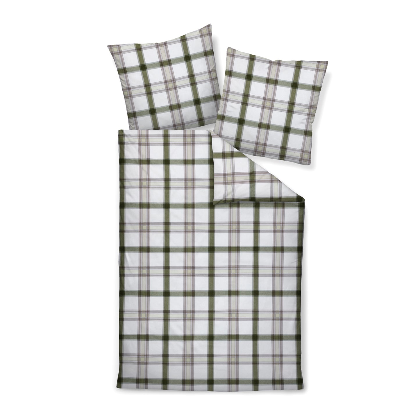 Janine Soft Cotton Bettwäsche Cortina 71002-6 Kariert Grün 135x200