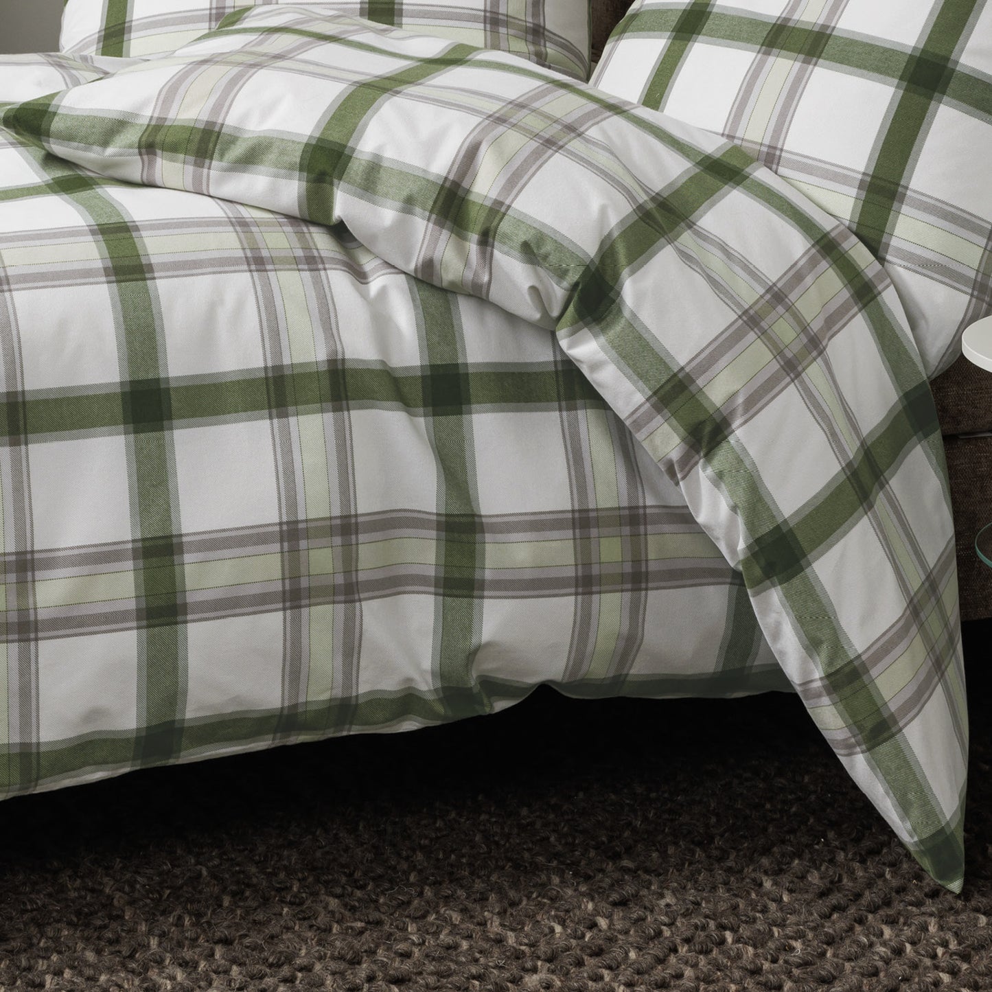 Janine Soft Cotton Bettwäsche Cortina 71002-6 Kariert Grün 135x200