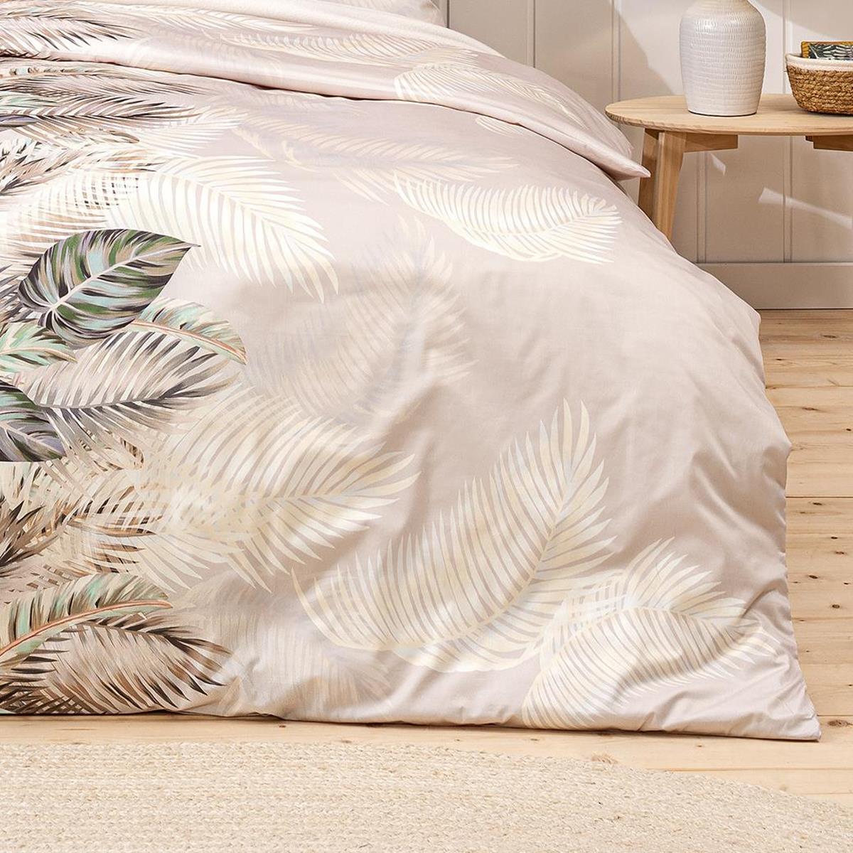 Estella Mako Satin Bettwäsche Timon 7386-230 Tropenblätter 135x200