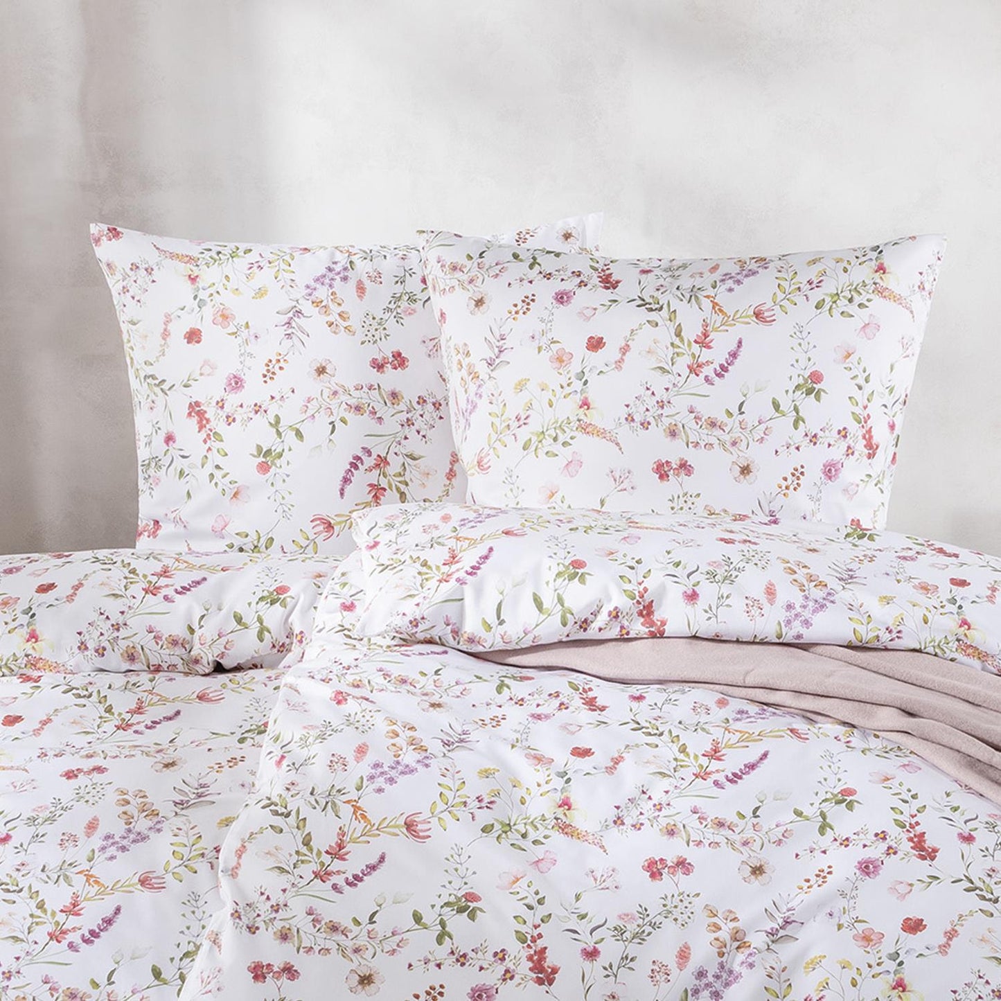Estella Mako Satin Bettwäsche Dilara 7529-985 Blumen Rosa Lila 135x200