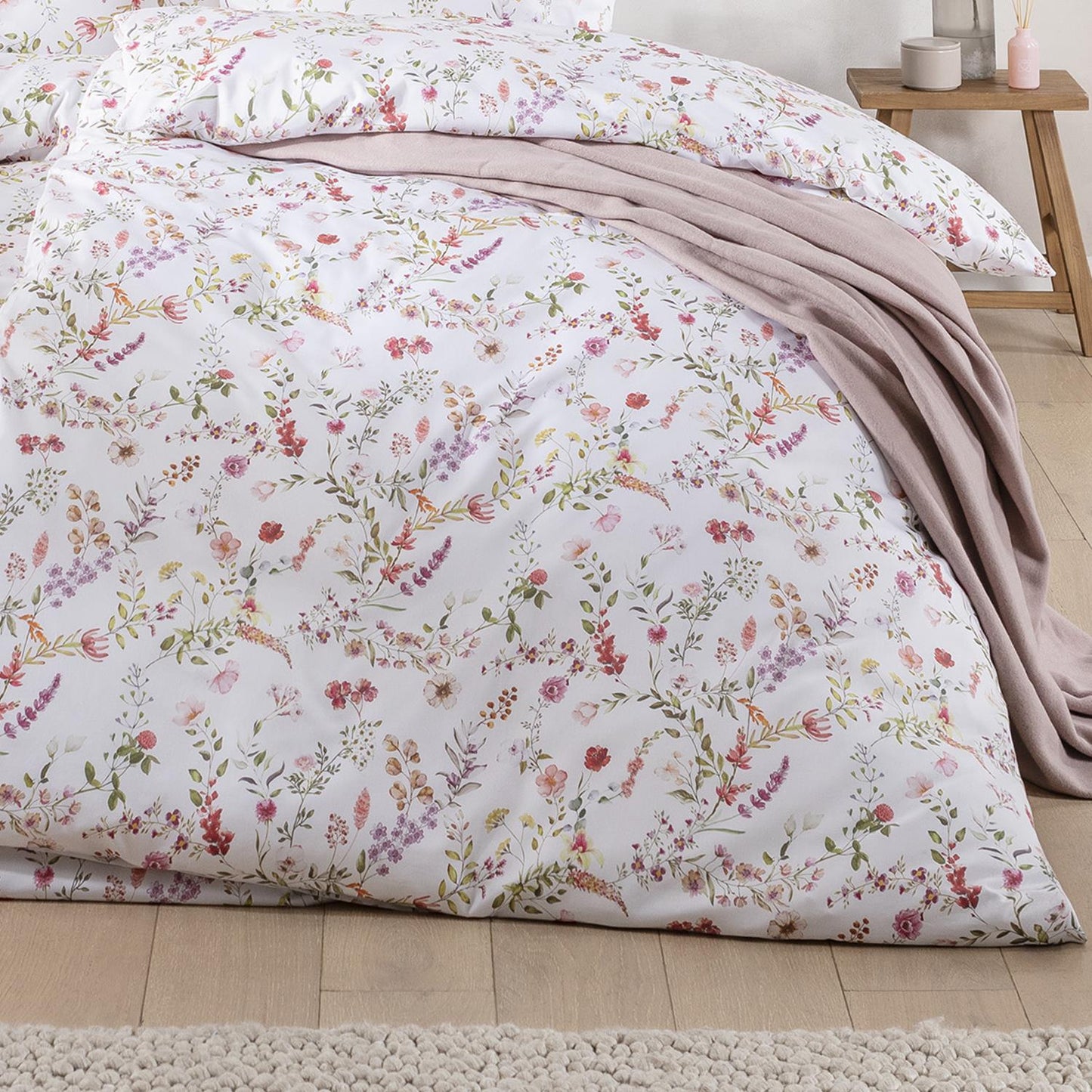Estella Mako Satin Bettwäsche Dilara 7529-985 Blumen Rosa Lila 135x200