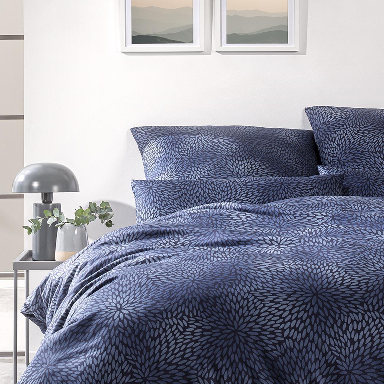 Estella Mako Satin Bettwäsche Naoko 7569-606 indigo 135x200