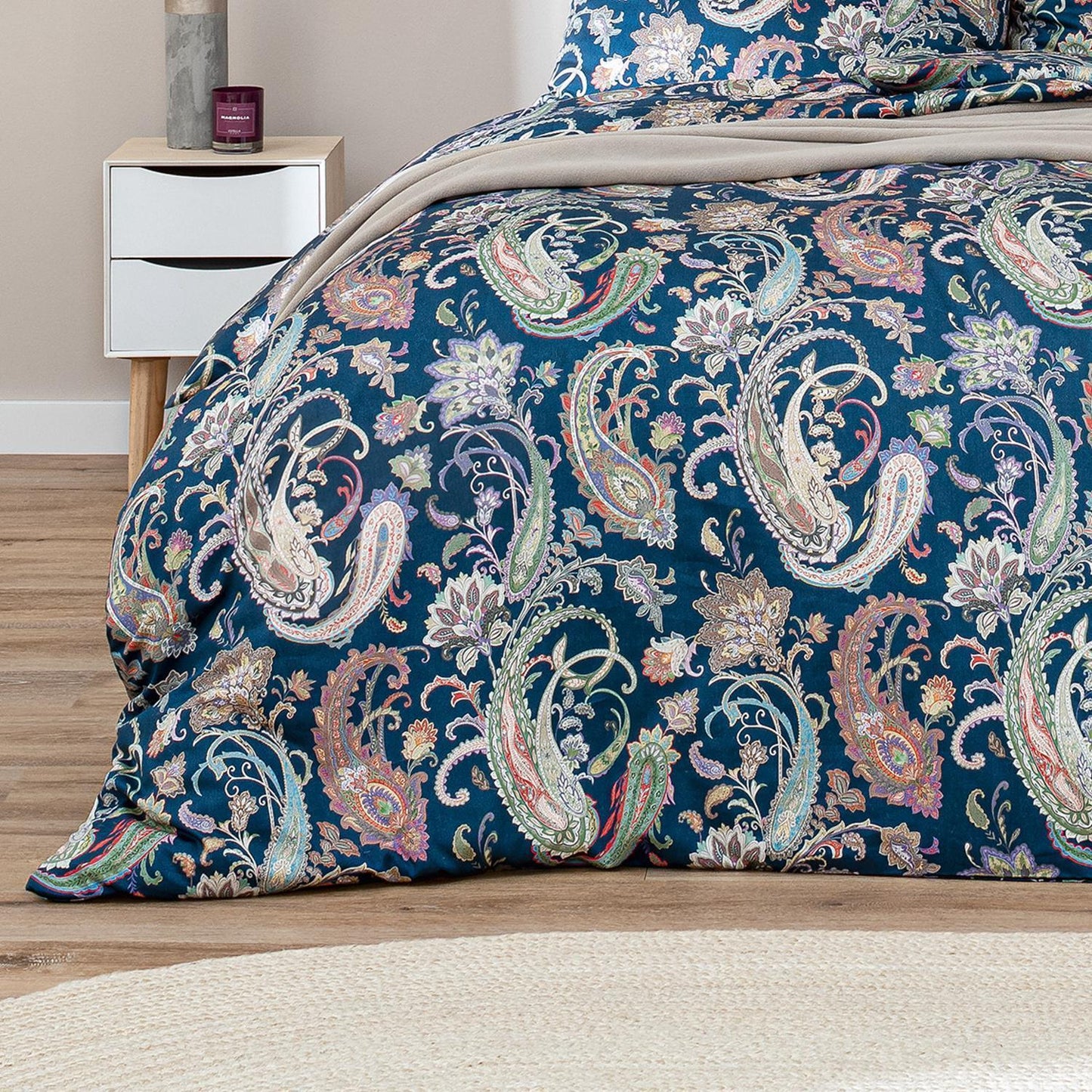 Estella Mako Satin Bettwäsche Soley 7608-270 Paisley Blau 135x200