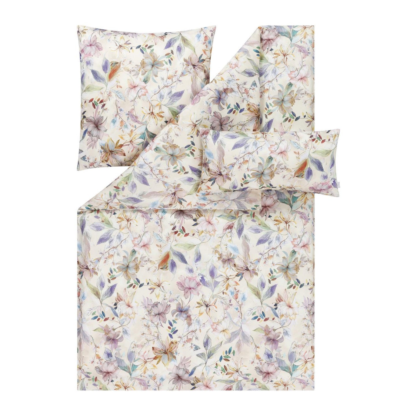 Estella Mako Satin Bettwäsche Estera 7960-985 Blumen Natur 135x200
