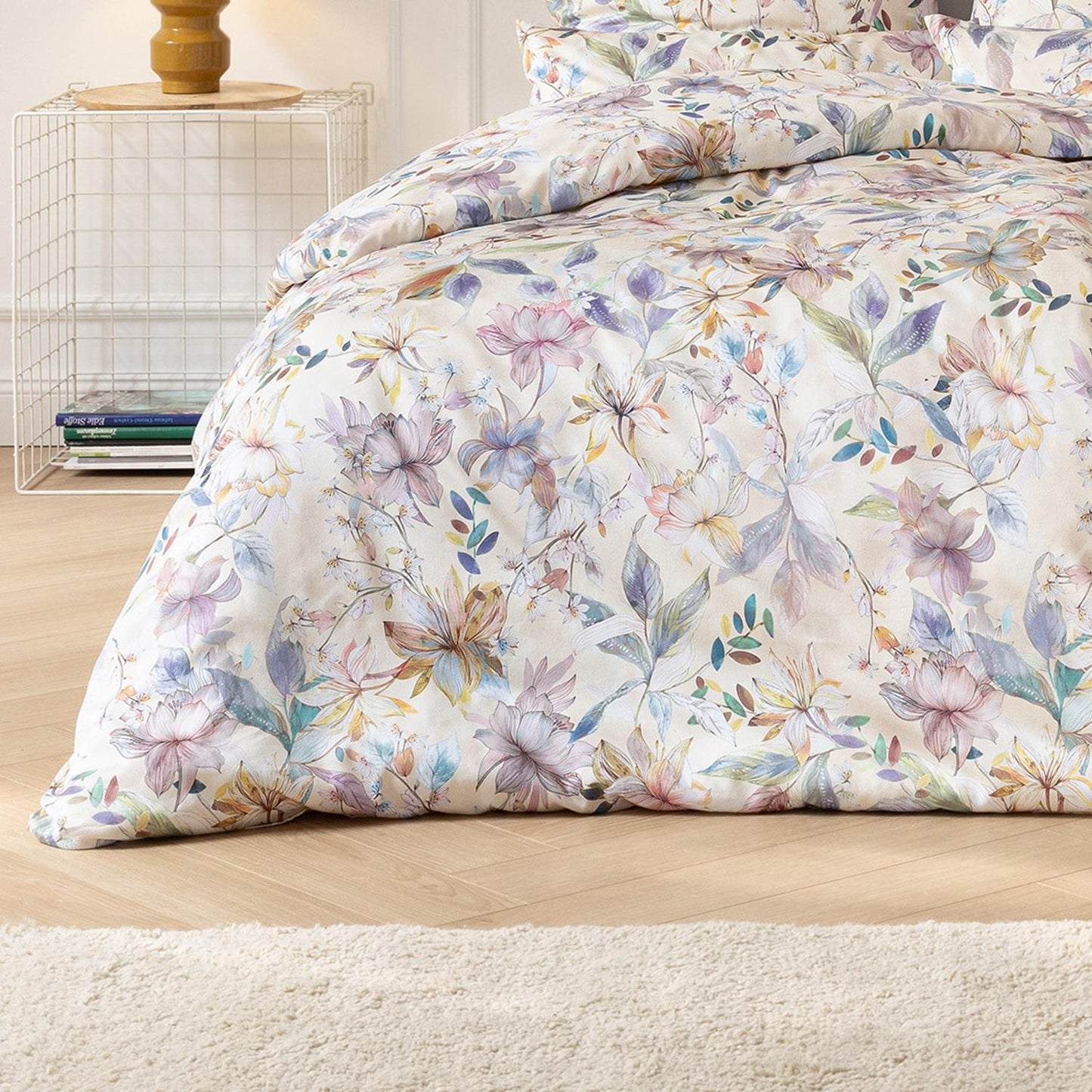 Estella Mako Satin Bettwäsche Estera 7960-985 Blumen Natur 135x200
