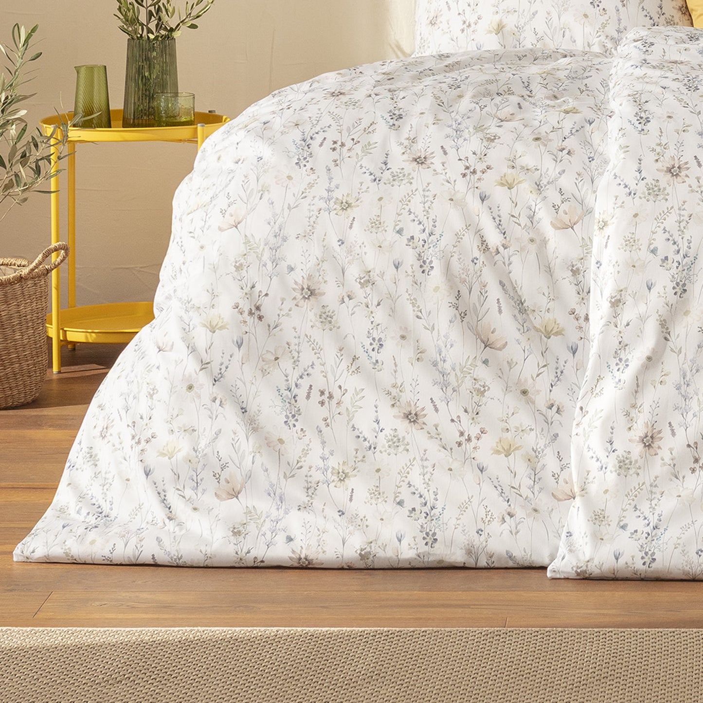 Estella Mako Satin Bettwäsche Celeste 7961-230 natur floral 135x200