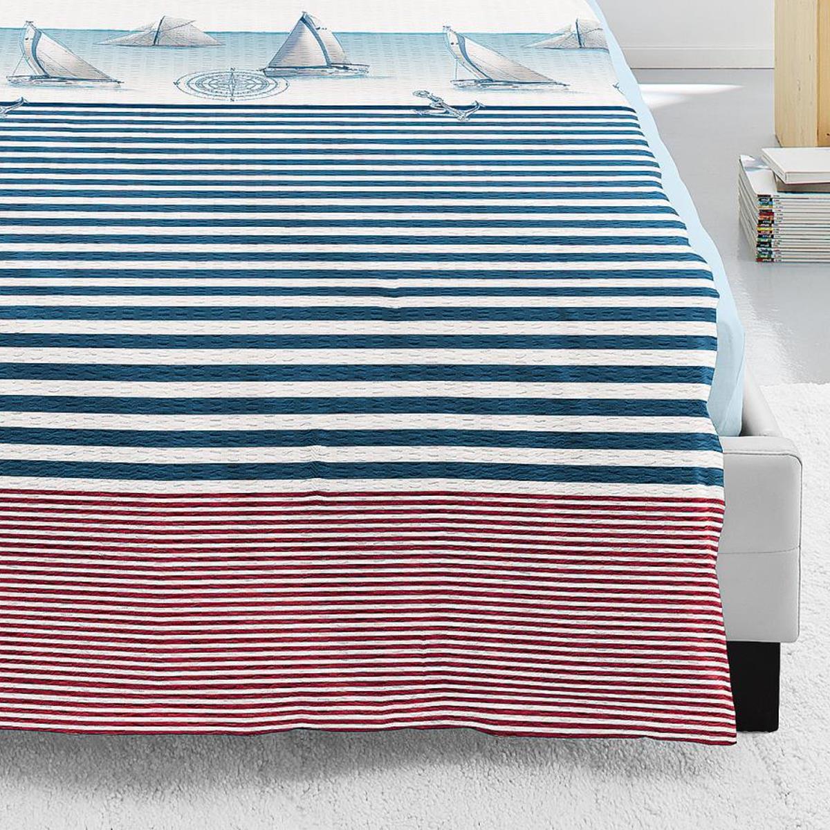 Irisette Biber Bettwäsche Feel 8089-90 Segelboot Streifen Blau 135x200