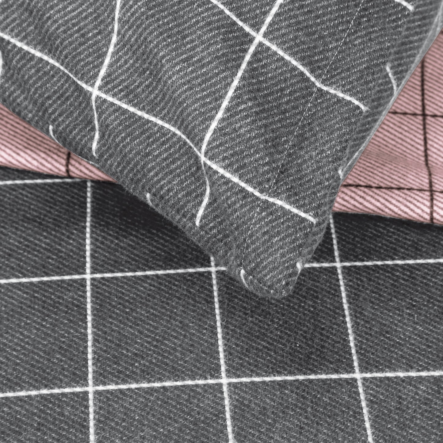 4 tlg Irisette Biber Bettwäsche Koala 8224-60 kariert grau rosa135x200