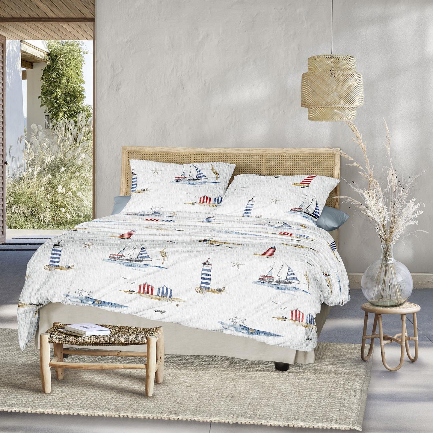 Irisette Seersucker Bettwäsche Easy 8329-90 Leuchtturm Maritim 135x200