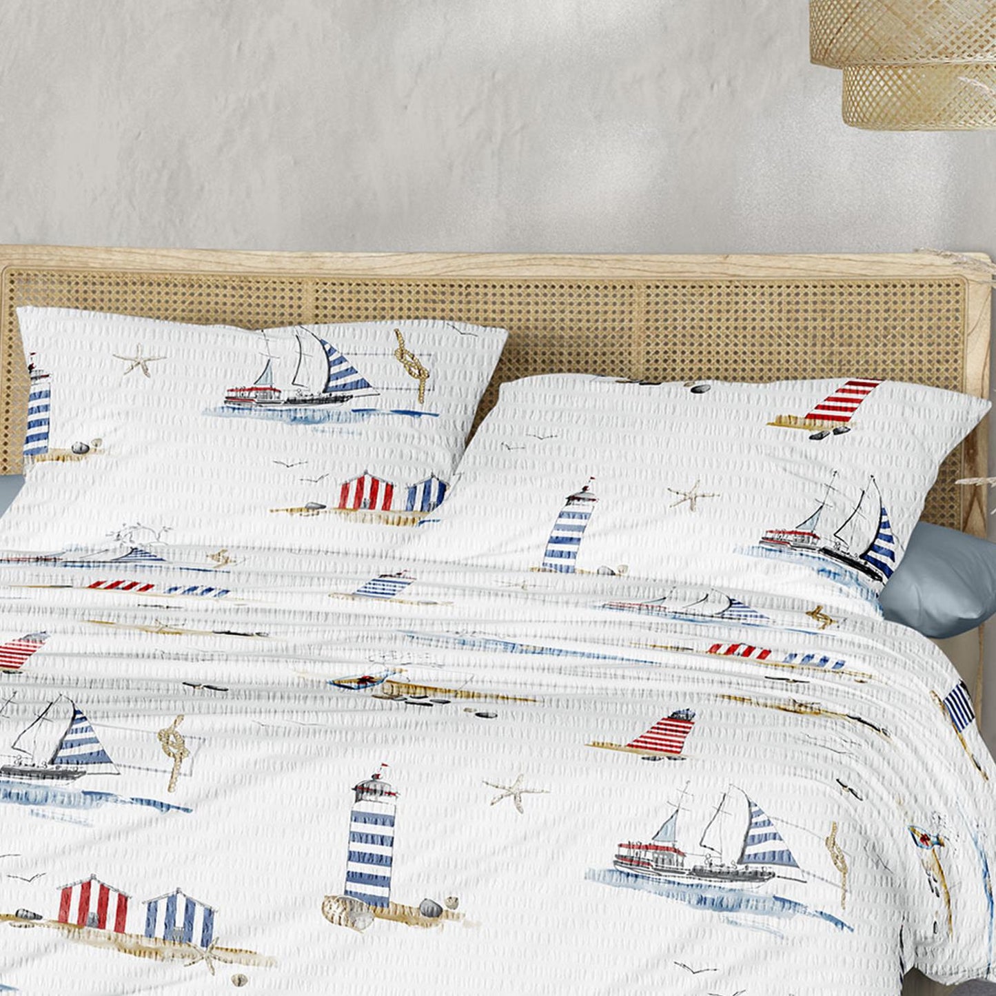 Irisette Seersucker Bettwäsche Easy 8329-90 Leuchtturm Maritim 135x200