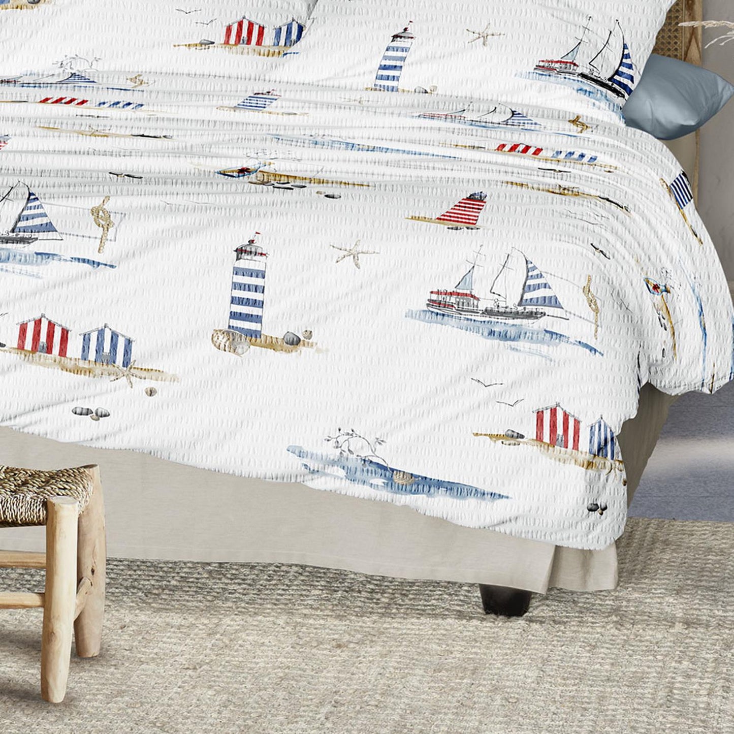 Irisette Seersucker Bettwäsche Easy 8329-90 Leuchtturm Maritim 135x200