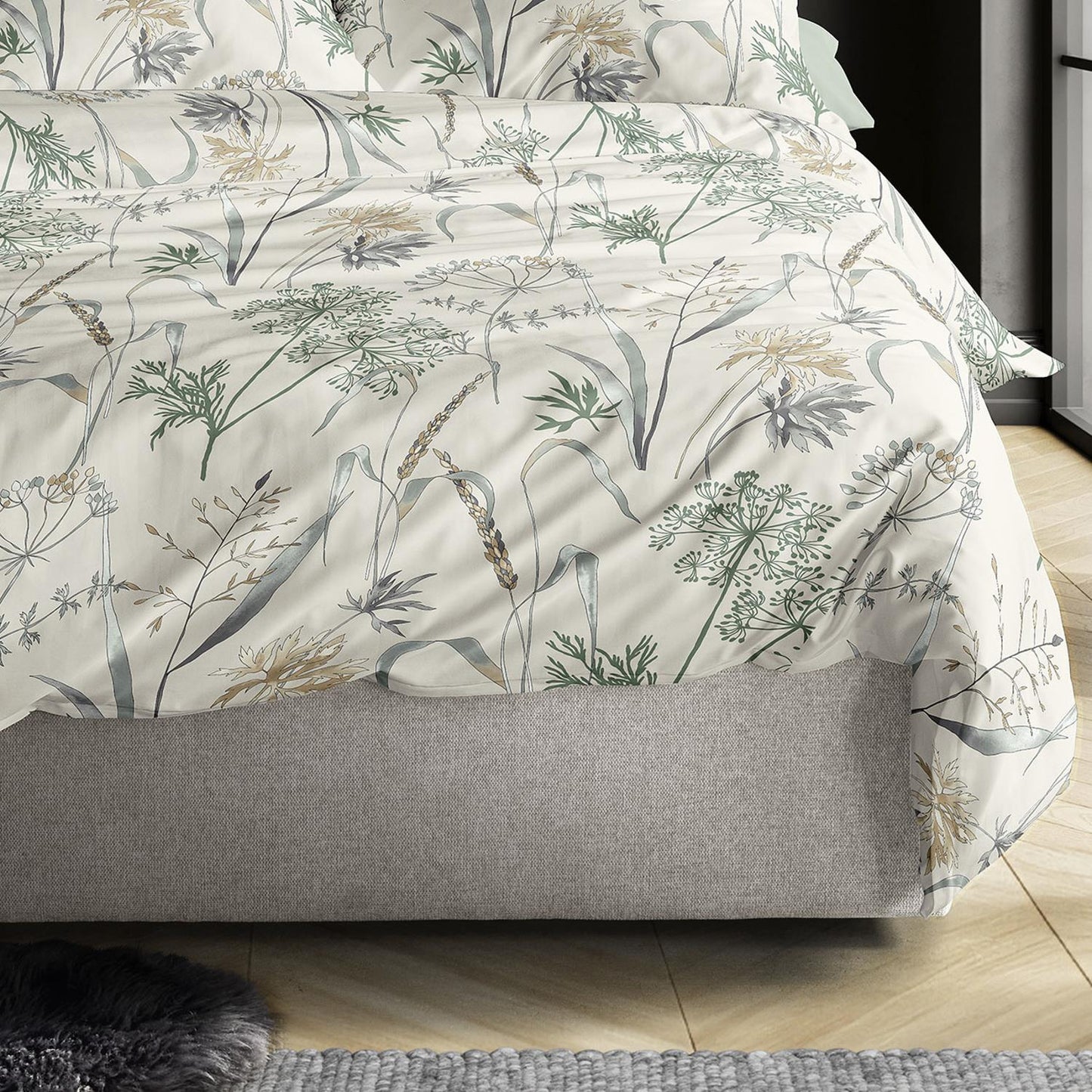 Bettwäsche Irisette Biber Koala 8425-80 Sand Grün Gräser 135x200