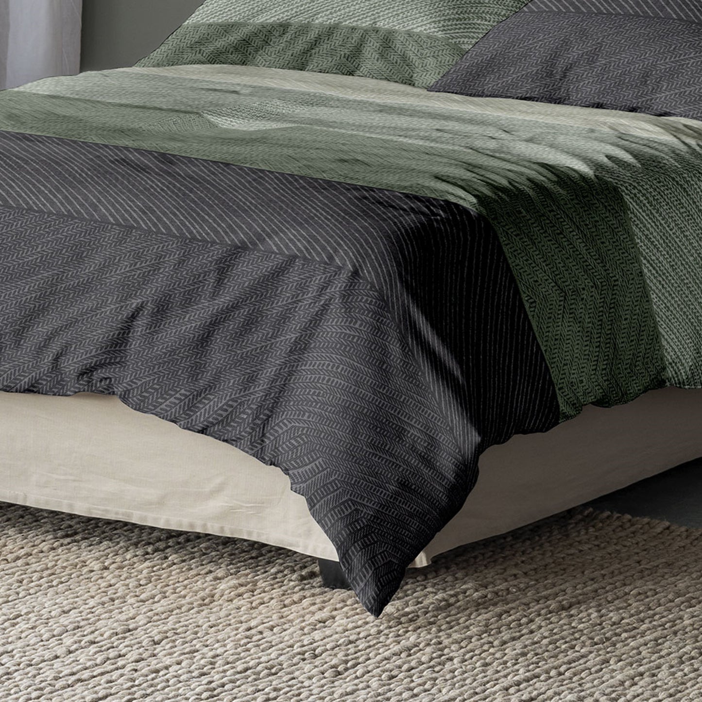 Bettwäsche Irisette Biber Koala 8430-30 Grün Anthrazit Sand 135x200