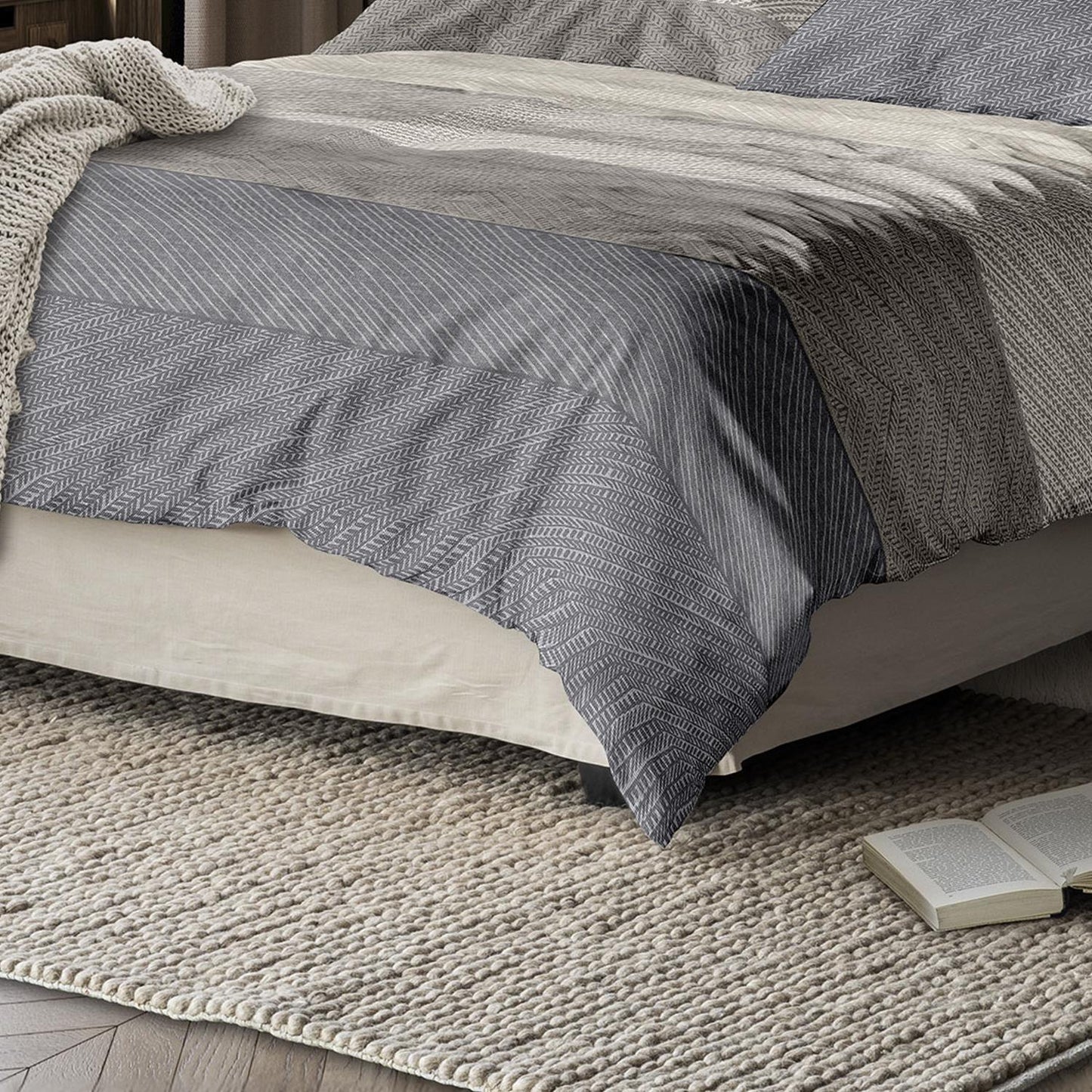 Bettwäsche Irisette Biber Meran 8430-80 Sand Natur Anthrazit 135x200