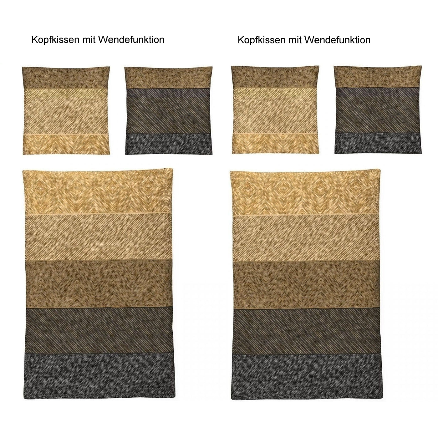 4 tlg Bettwäsche Irisette Biber Meran 8430-40 Honig Anthrazit 135x200