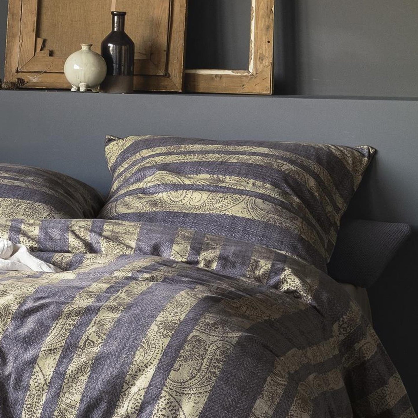 Irisette Flanell Bettwäsche Alpaka 8468-11 Streifen Paisley 135x200