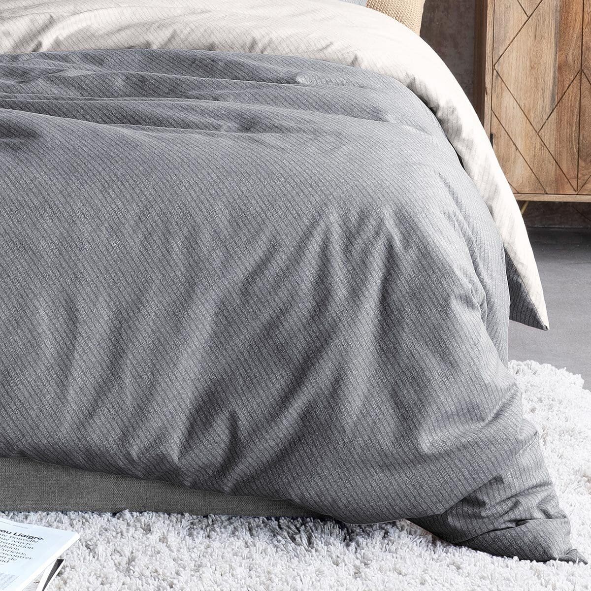 Bettwäsche Irisette Edel Feinbiber Meran 8487-11 grau Streifen 135x200