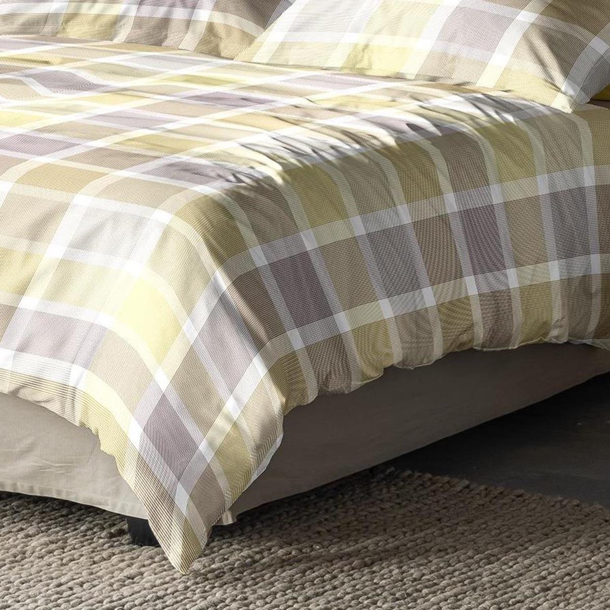 Irisette Mako Satin Bettwäsche Sky 8524-40 Kariert Gelb Lila 135x200