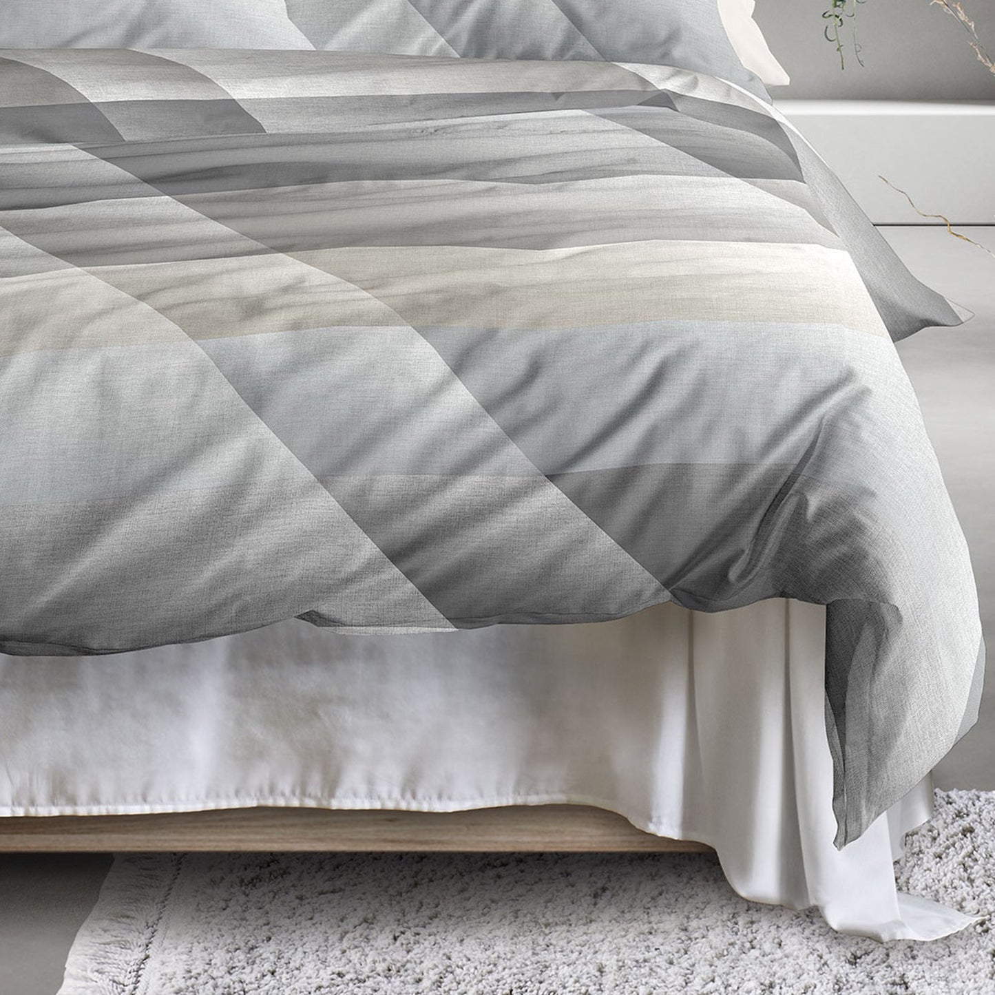 Irisette Mako Satin Bettwäsche Wave 8525-11 Streifen grau 135x200