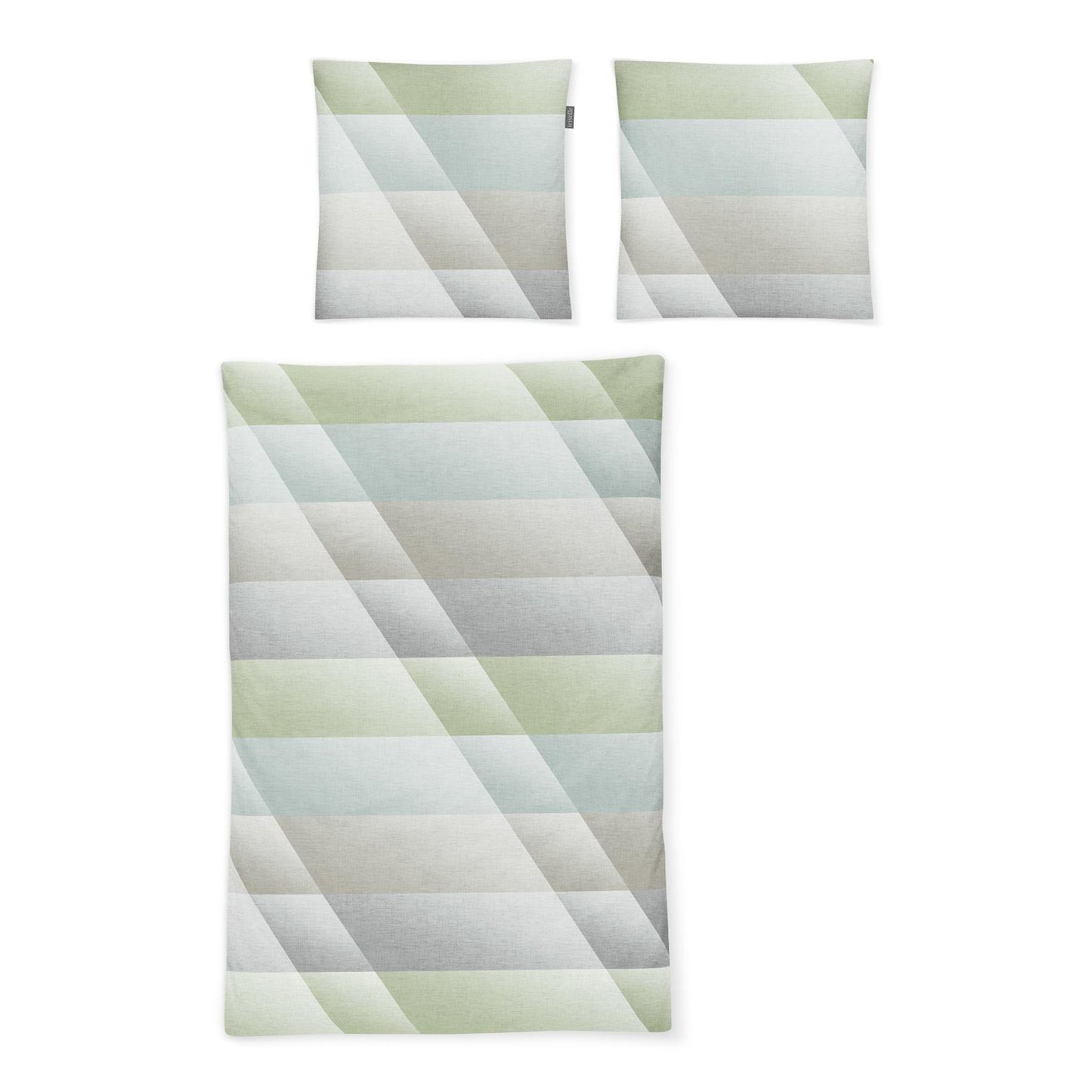 Irisette Mako Satin Bettwäsche Sky 8525-30 Streifen Grün Grau 135x200