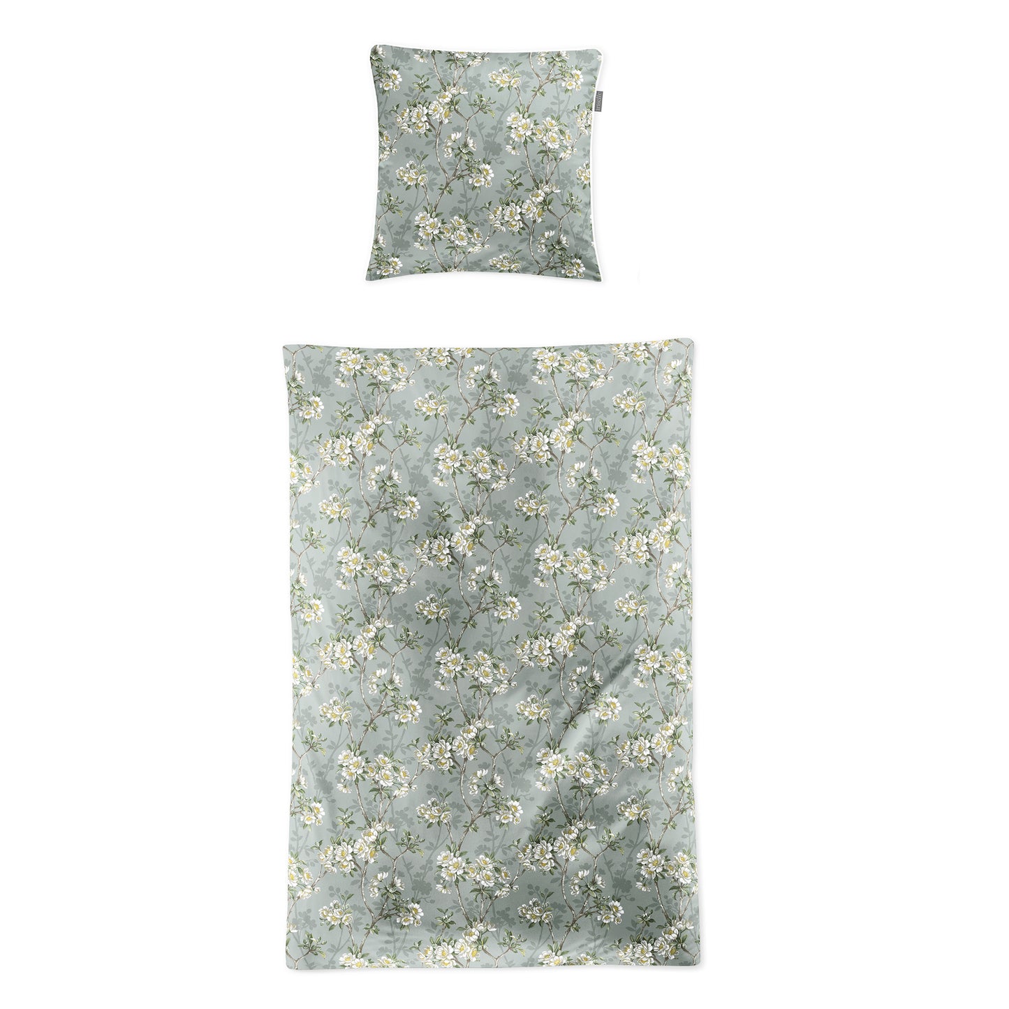 Irisette Mako Satin Bettwäsche Tokio 8537-30 Kirschblüten grün 135x200