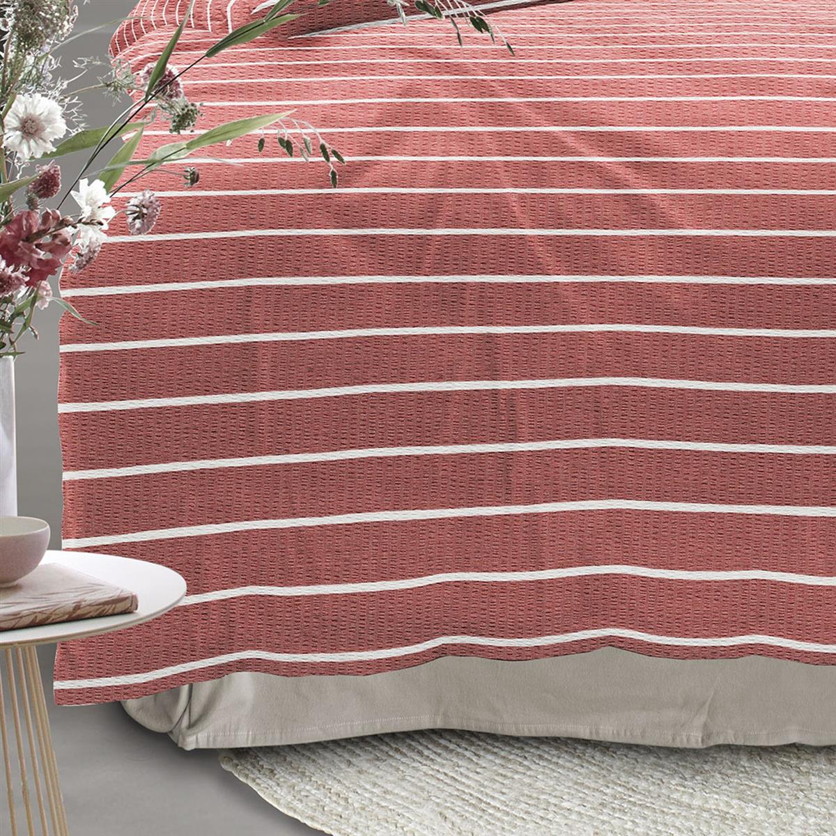 Irisette Seersucker Bettwäsche Easy 8548-60 Streifen rot weiß 135x200