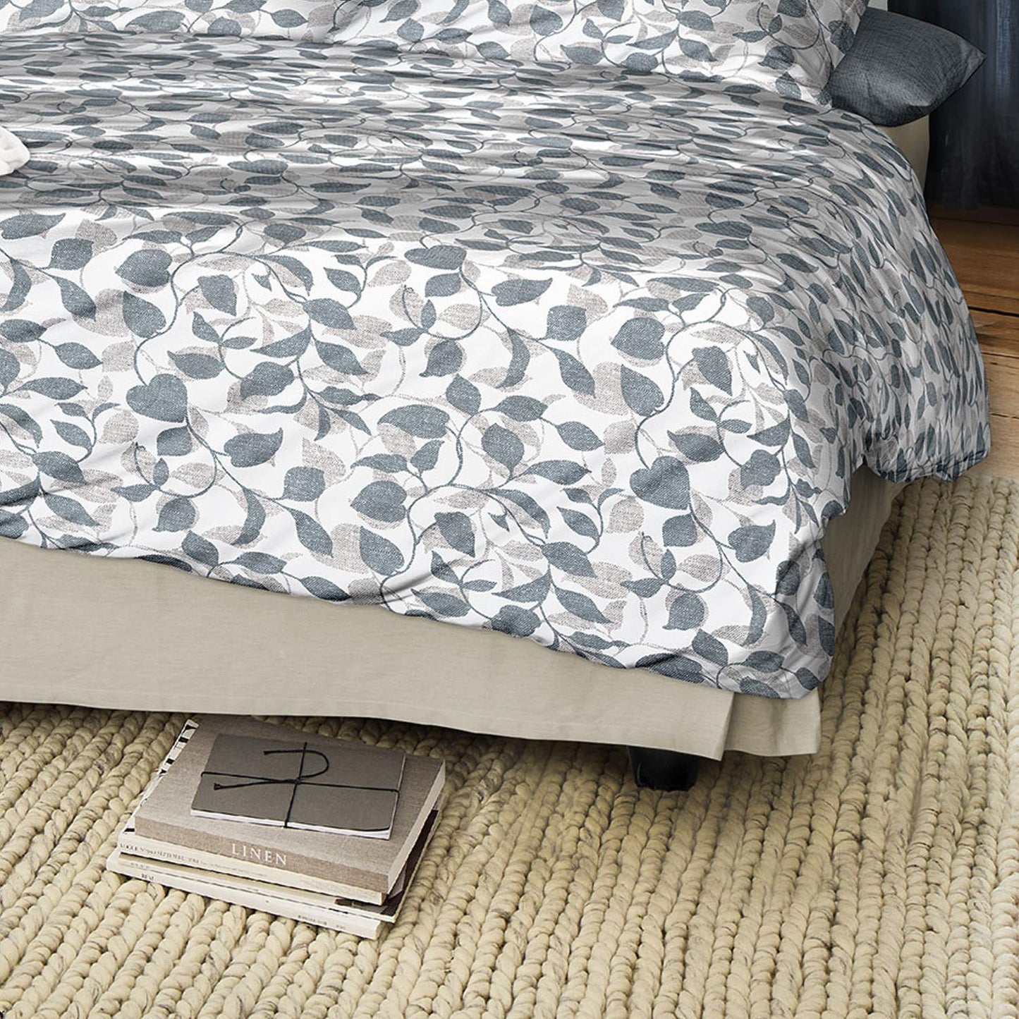 Irisette Biber Bettwäsche Meran 8588-20 Blätter Türkis Grau 135x200
