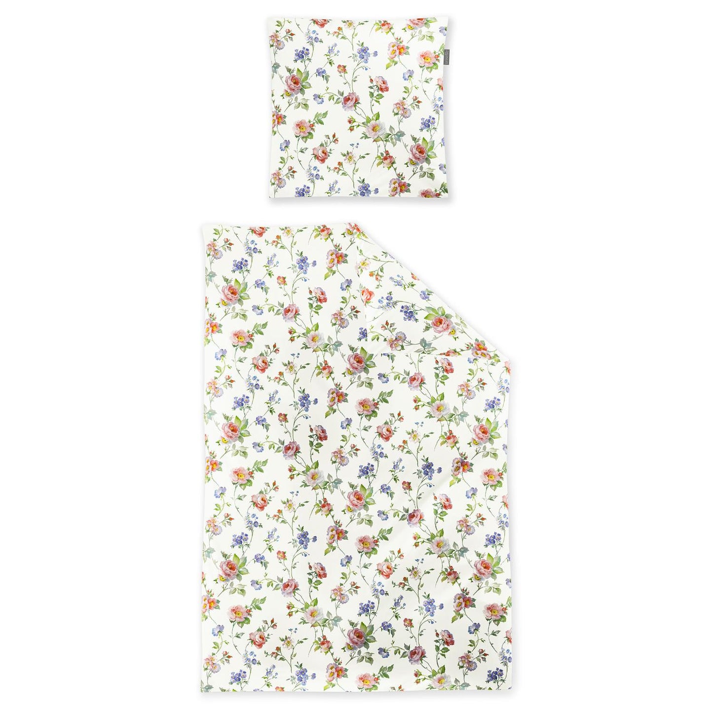 Irisette Mako Satin Bettwäsche Wave 8591-10 Blumen Rosa Blau 135x200