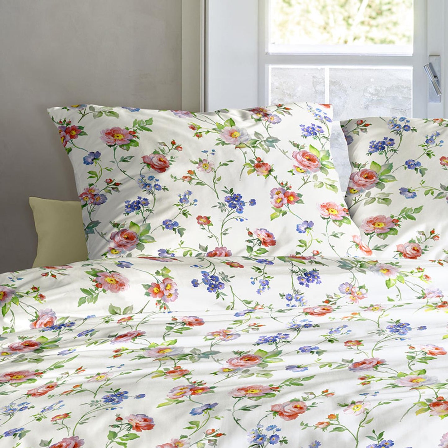 Irisette Mako Satin Bettwäsche Wave 8591-10 Blumen Rosa Blau 135x200