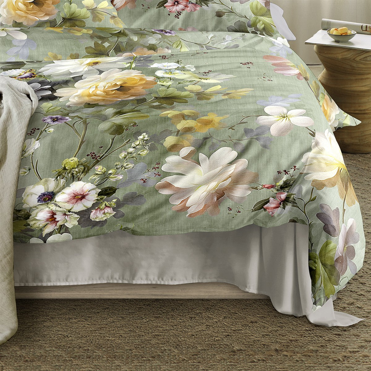 Irisette Flausch Cotton Bettwäsche Zobel 8596-30 Blüten grün 135x200