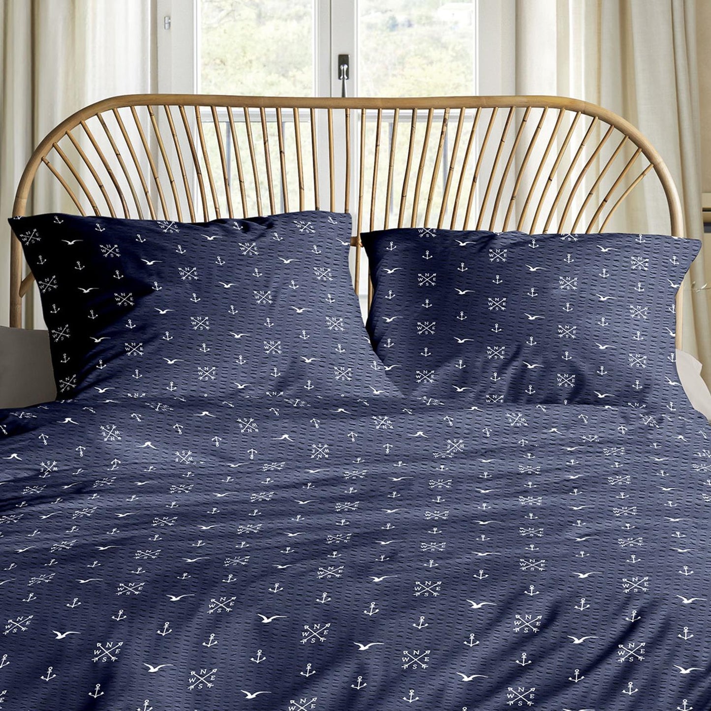 Irisette Seersucker Bettwäsche Easy 8603-21 Maritim Blau Weiß 135x200