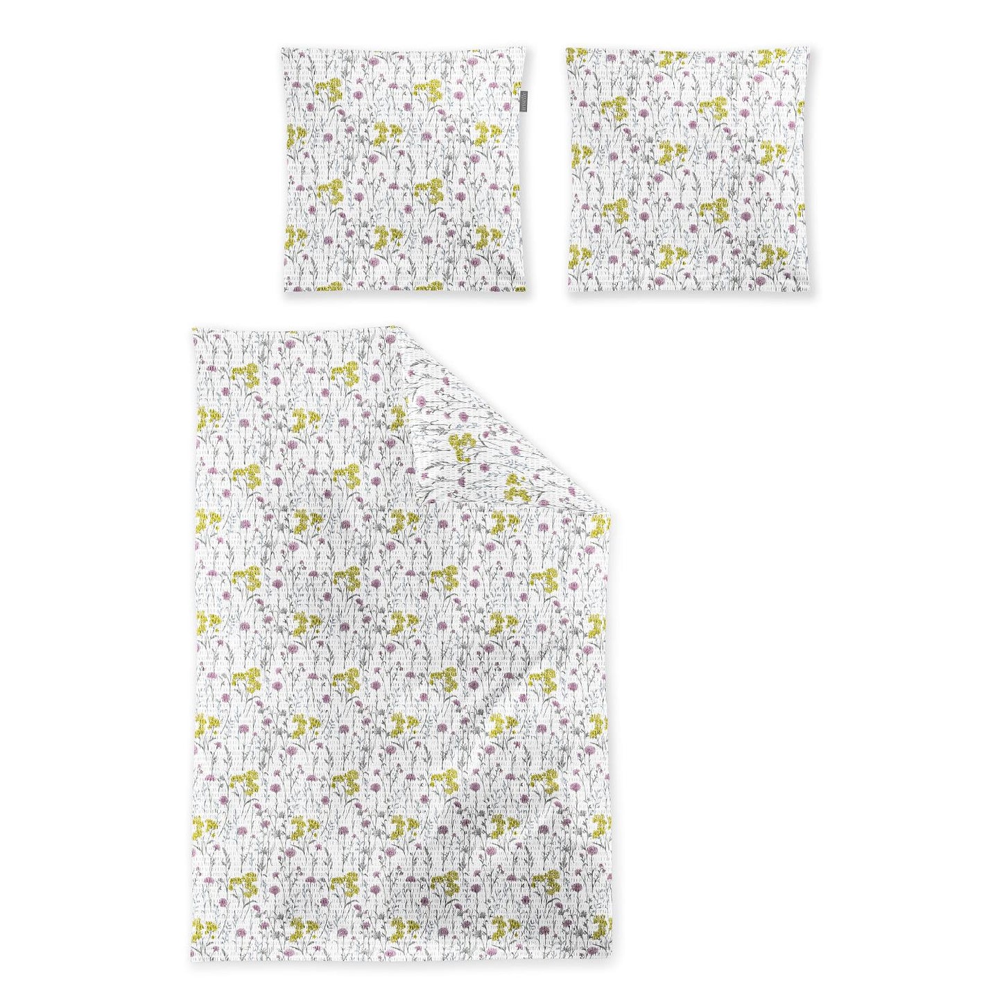 Irisette Seersucker Bettwäsche Easy 8606-90 Blumen Gelb Rosa 135x200