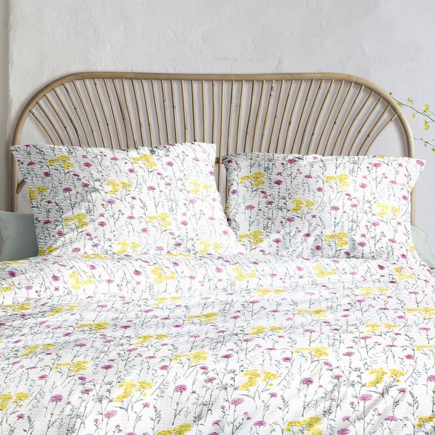 Irisette Seersucker Bettwäsche Easy 8606-90 Blumen Gelb Rosa 135x200