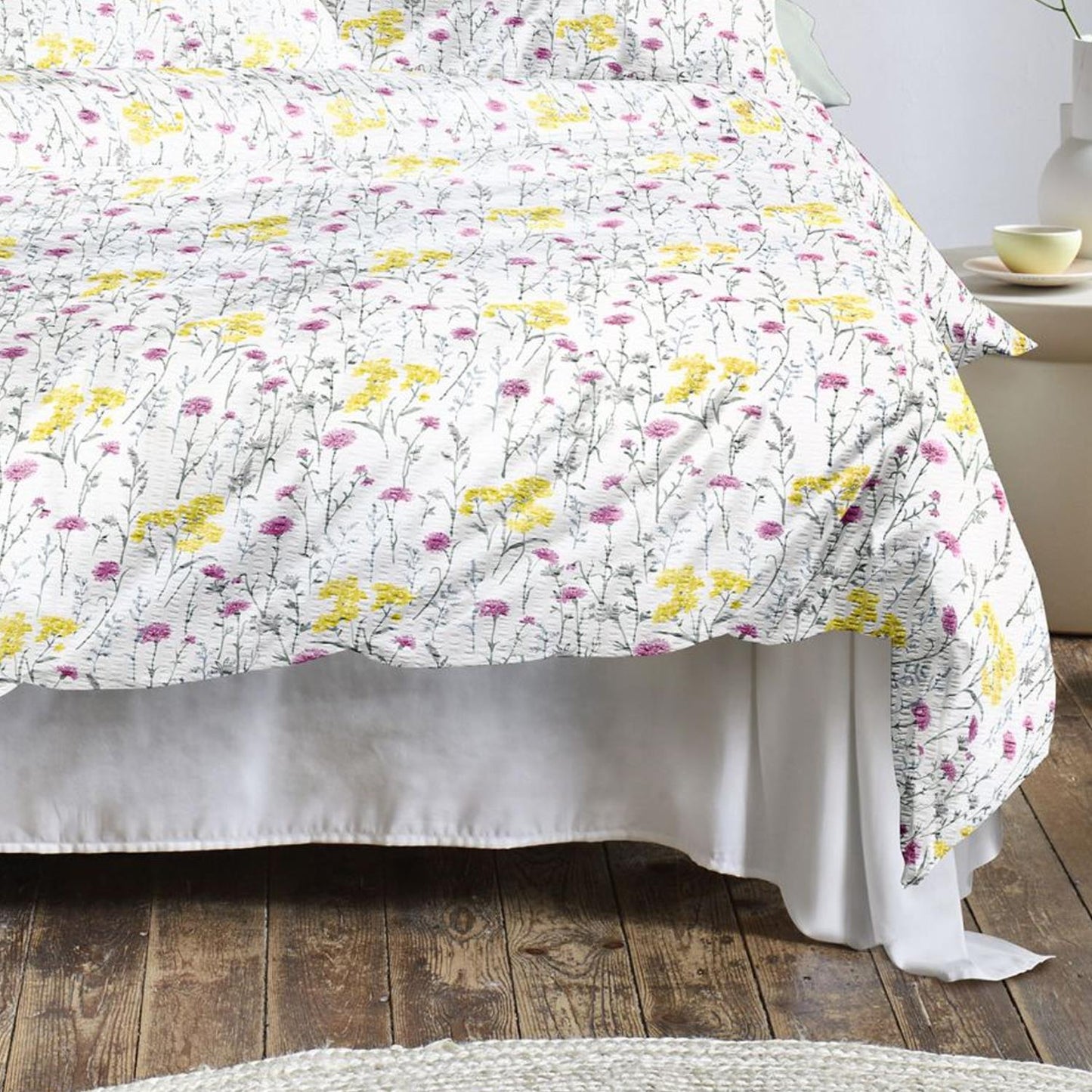 Irisette Seersucker Bettwäsche Easy 8606-90 Blumen Gelb Rosa 135x200