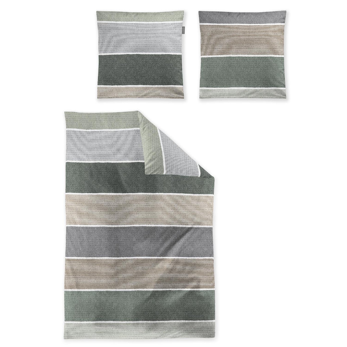 Irisette Seersucker Bettwäsche Easy 8608-30 Streifen Grün Grau 135x200