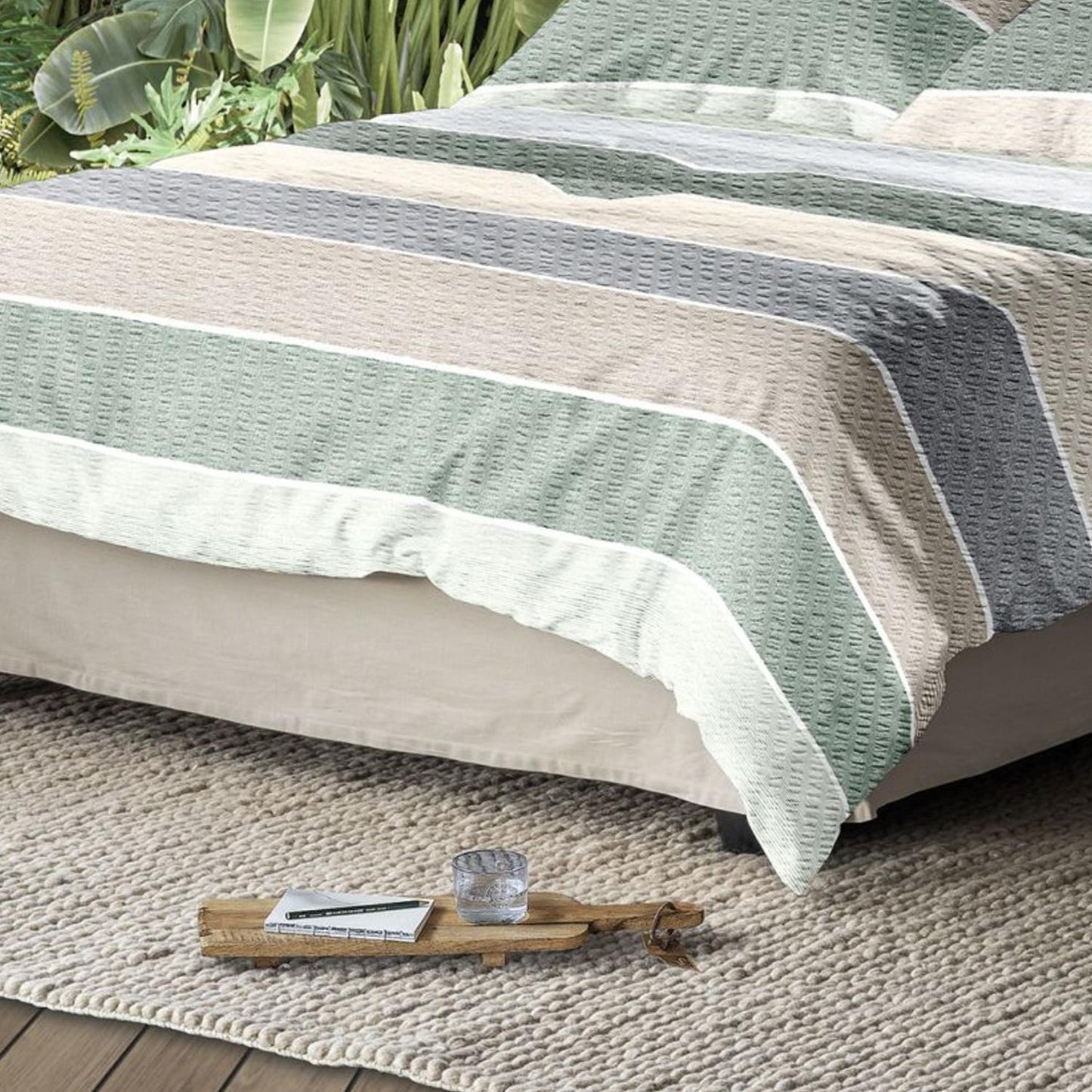 Irisette Seersucker Bettwäsche Easy 8608-30 Streifen Grün Grau 135x200