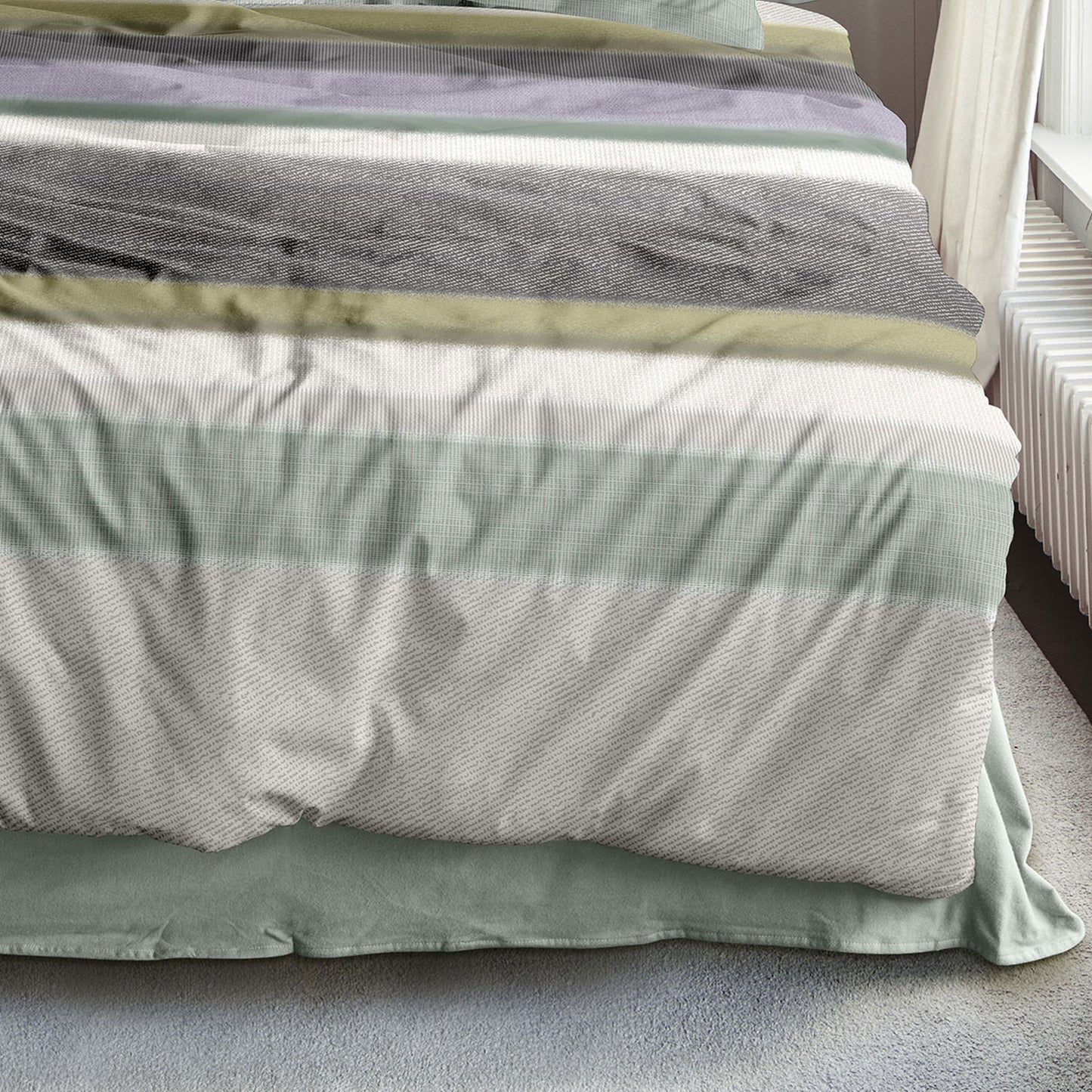 Irisette Biber Bettwäsche Koala 8617-30 Streifen Grau Grün 135x200