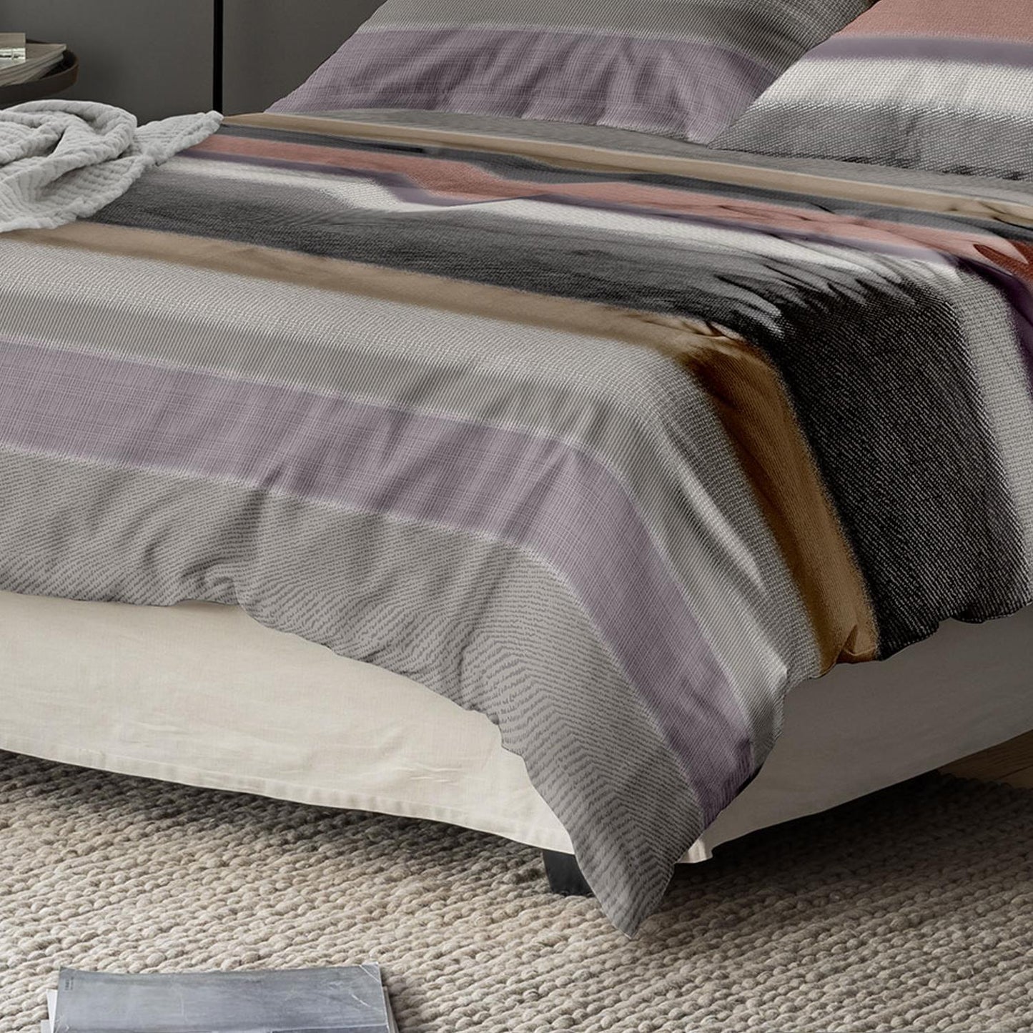 Irisette Biber Bettwäsche Koala 8617-90 Streifen Grau Sand 135x200