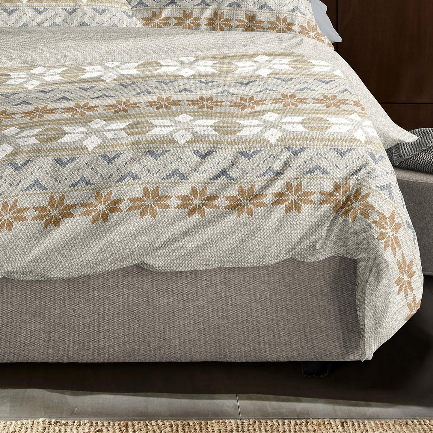 Irisette Biber Bettwäsche Panda 8621-80 Strickmuster Natur 135x200