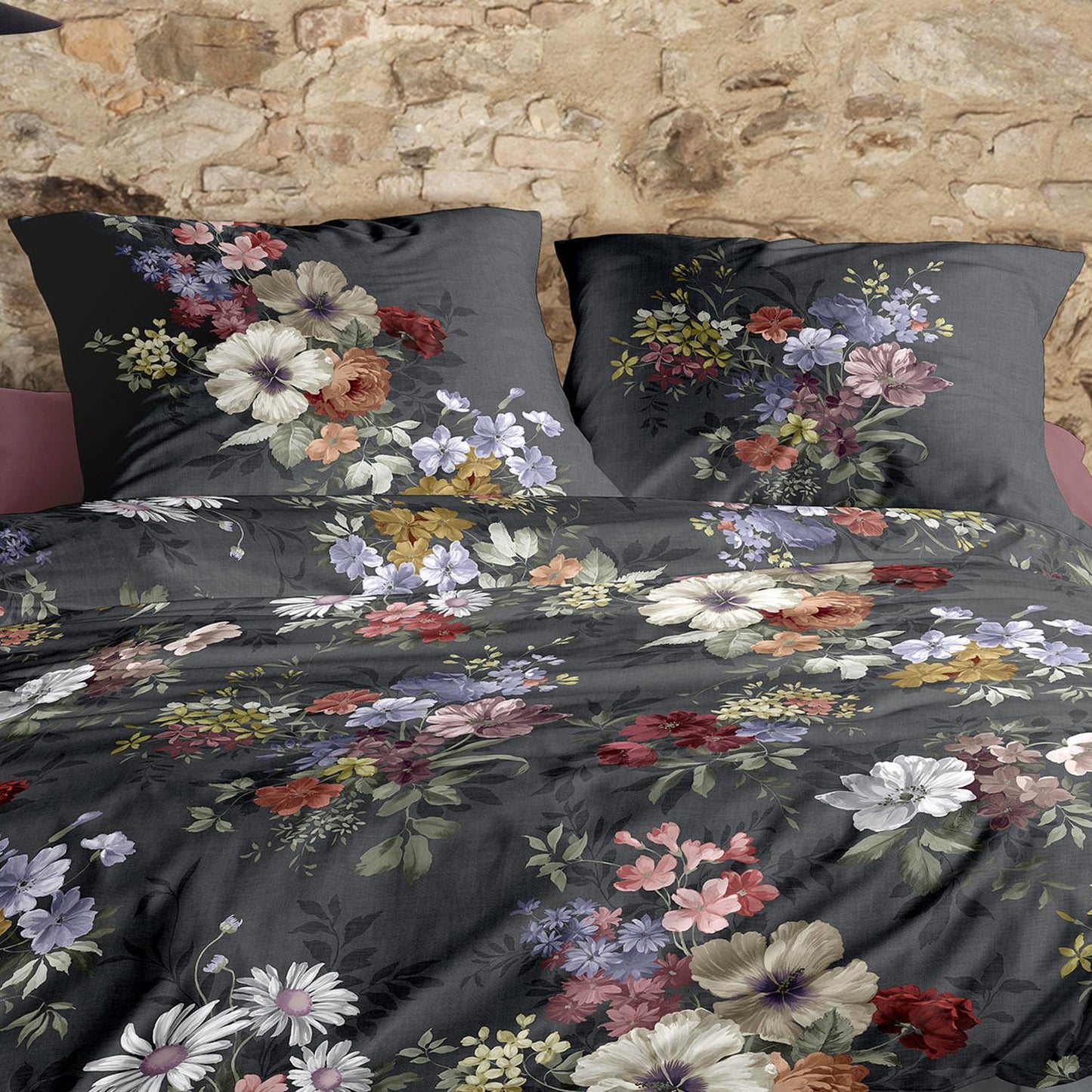 Irisette Flausch Cotton Bettwäsche Zobel 8633-11 Blumen D.Grau 135x200